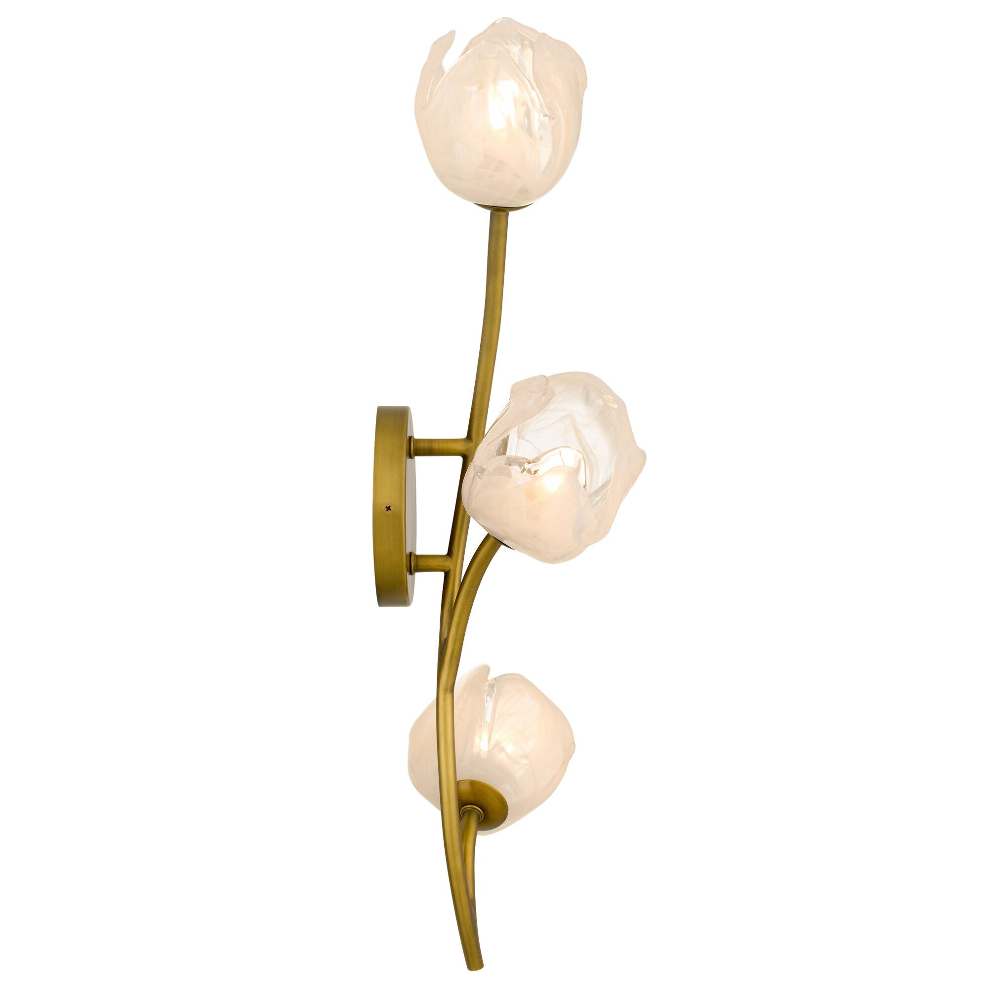 Shown in Vintage Brass finish and White Swirl Glass shade