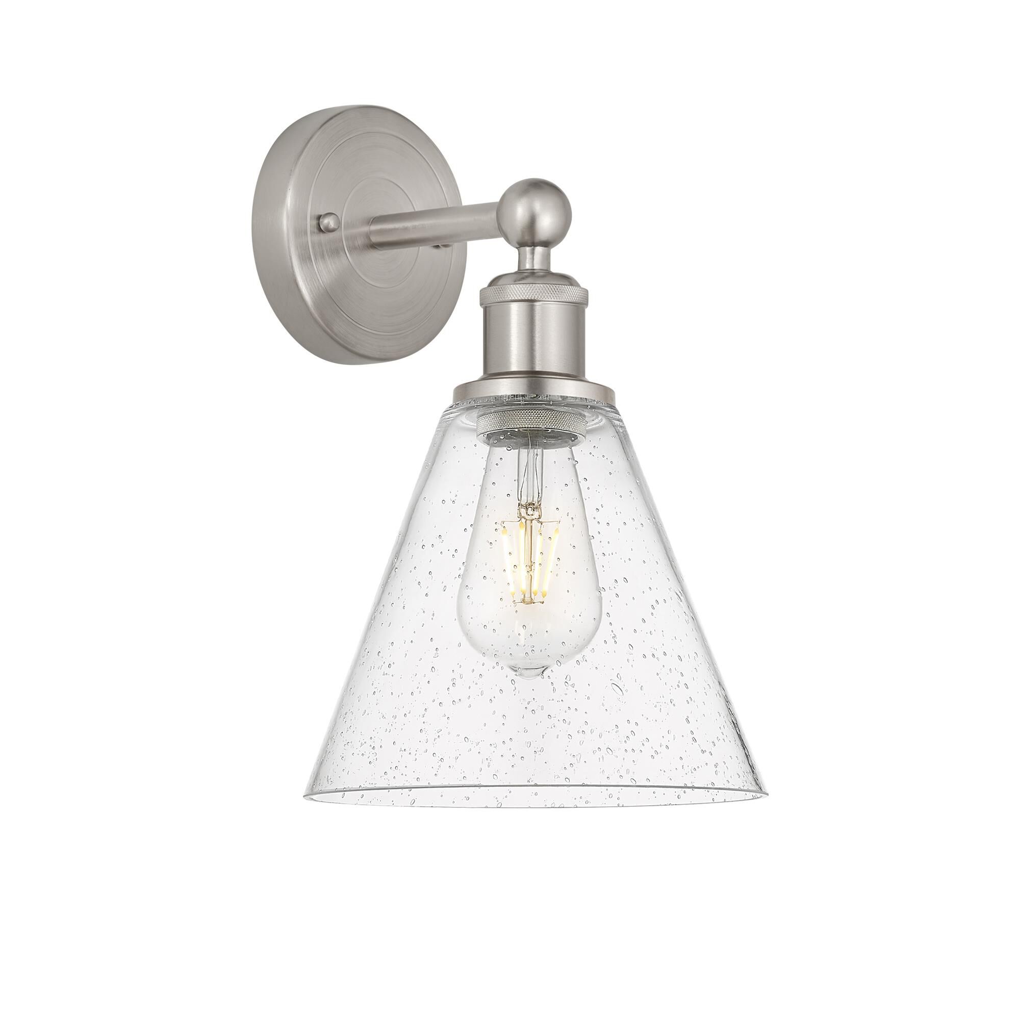 Shown in Satin Nickel finish and Seedy glass