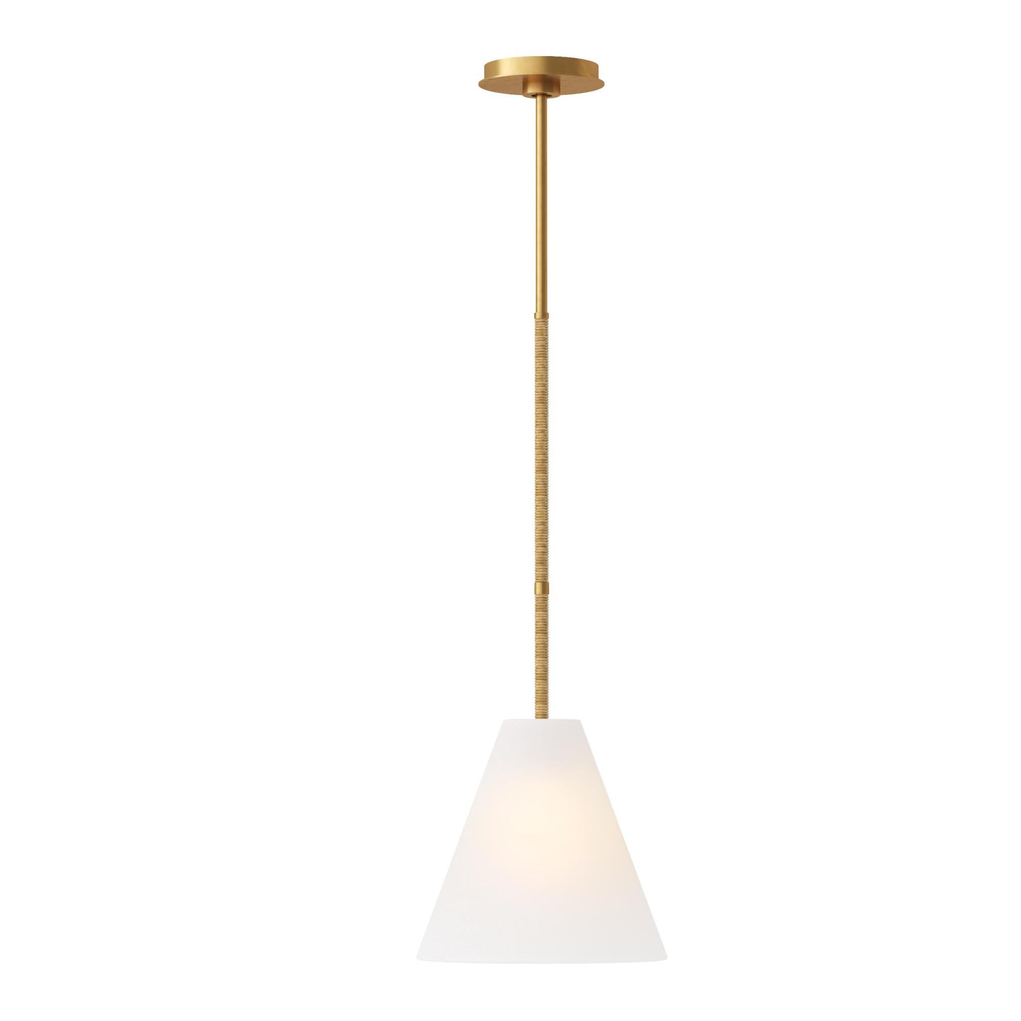 Shown in Burnished Brass finish and White LinenLinen shade
