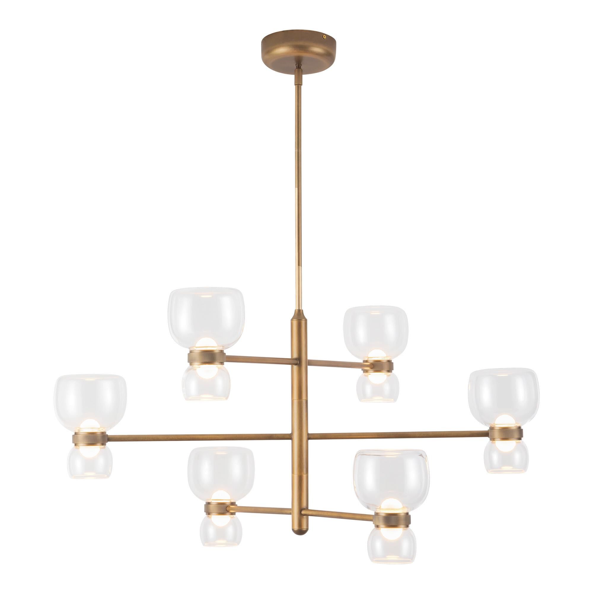 Shown in Vintage Brass finish and Clear glass