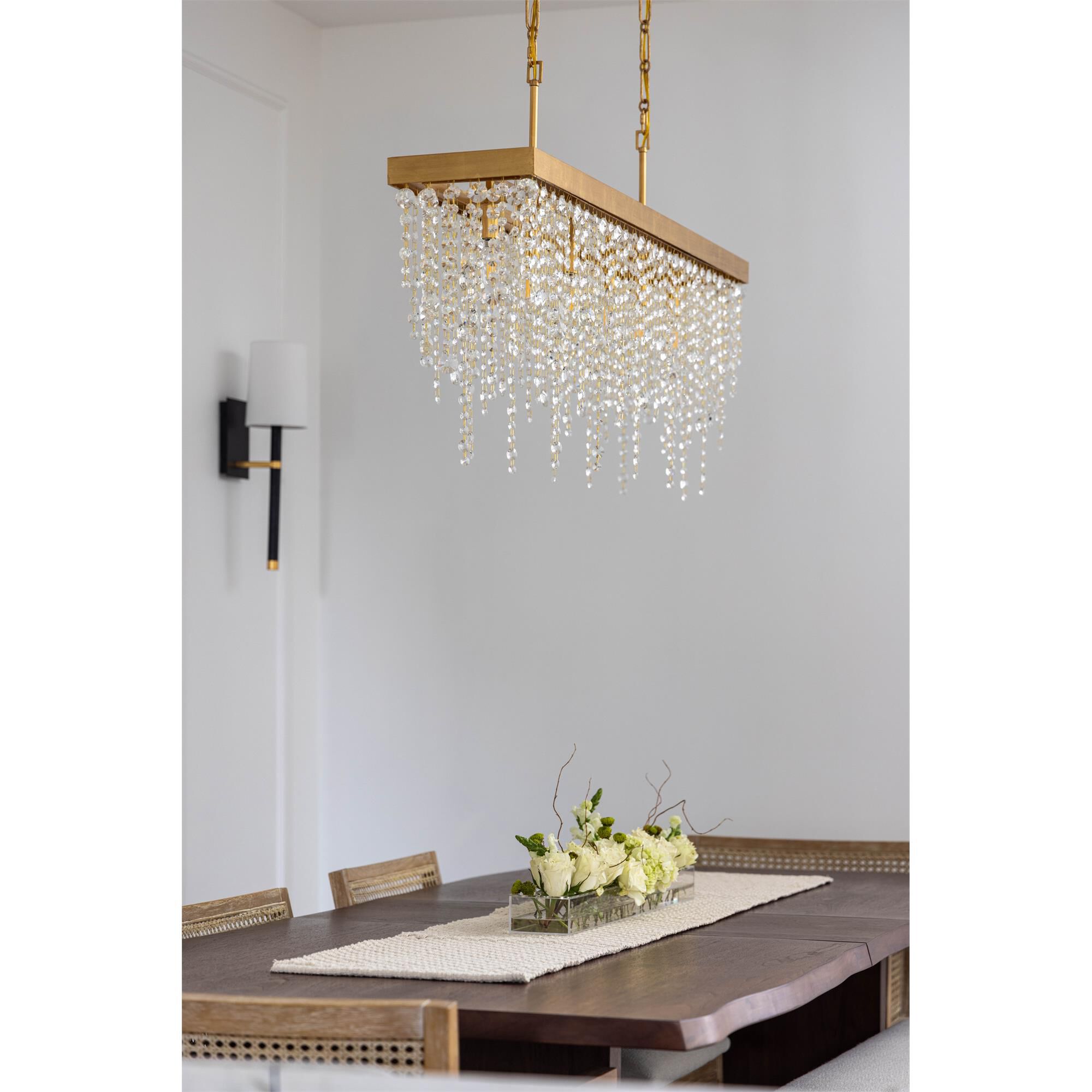 Shown in Antique Gold finish and Hand Cut Crystal crystal