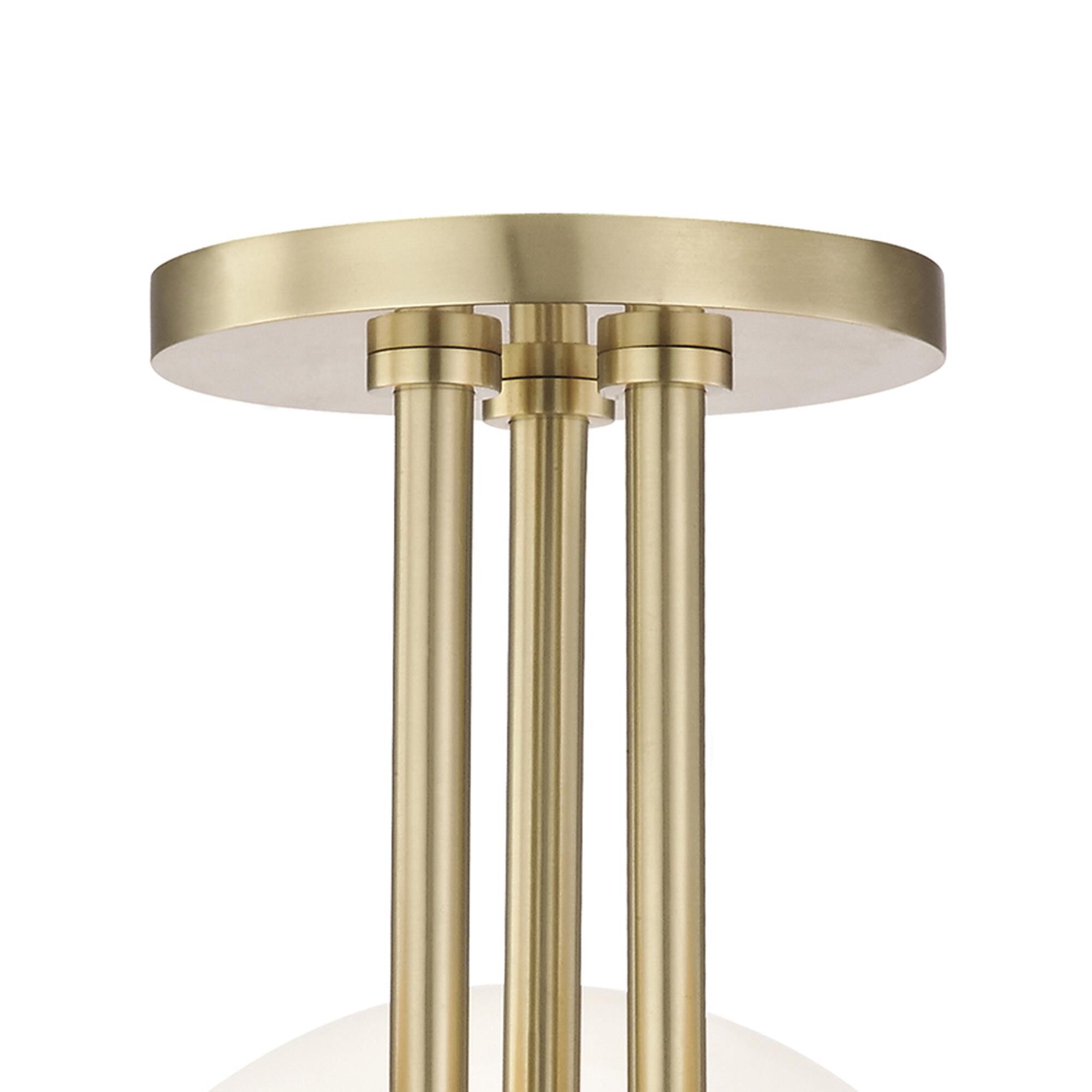 Shown in Aged Brass finish and Opal Glossy glass