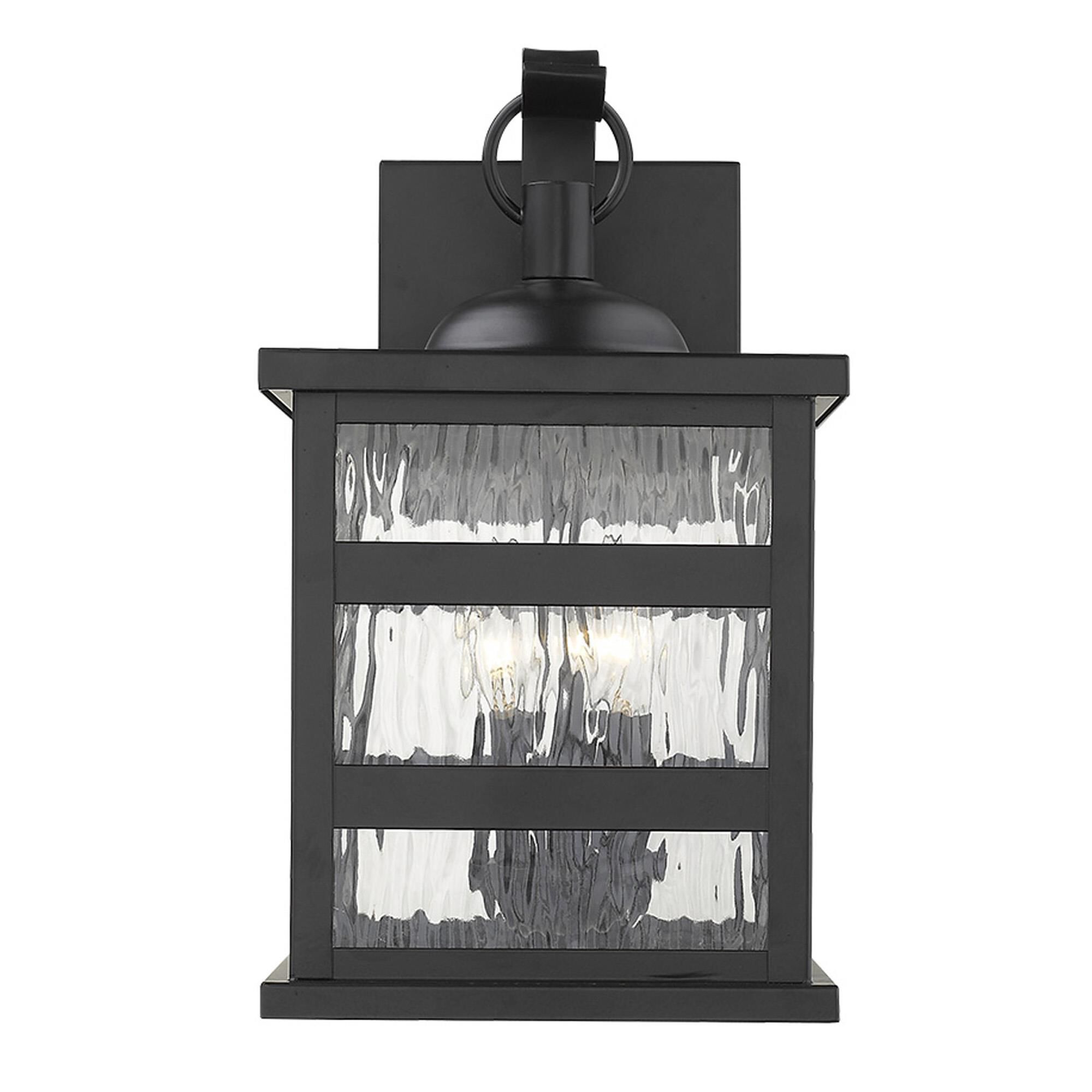 Shown in Matte Black finish and Clear glass and Clear, Water Glass Panes shade