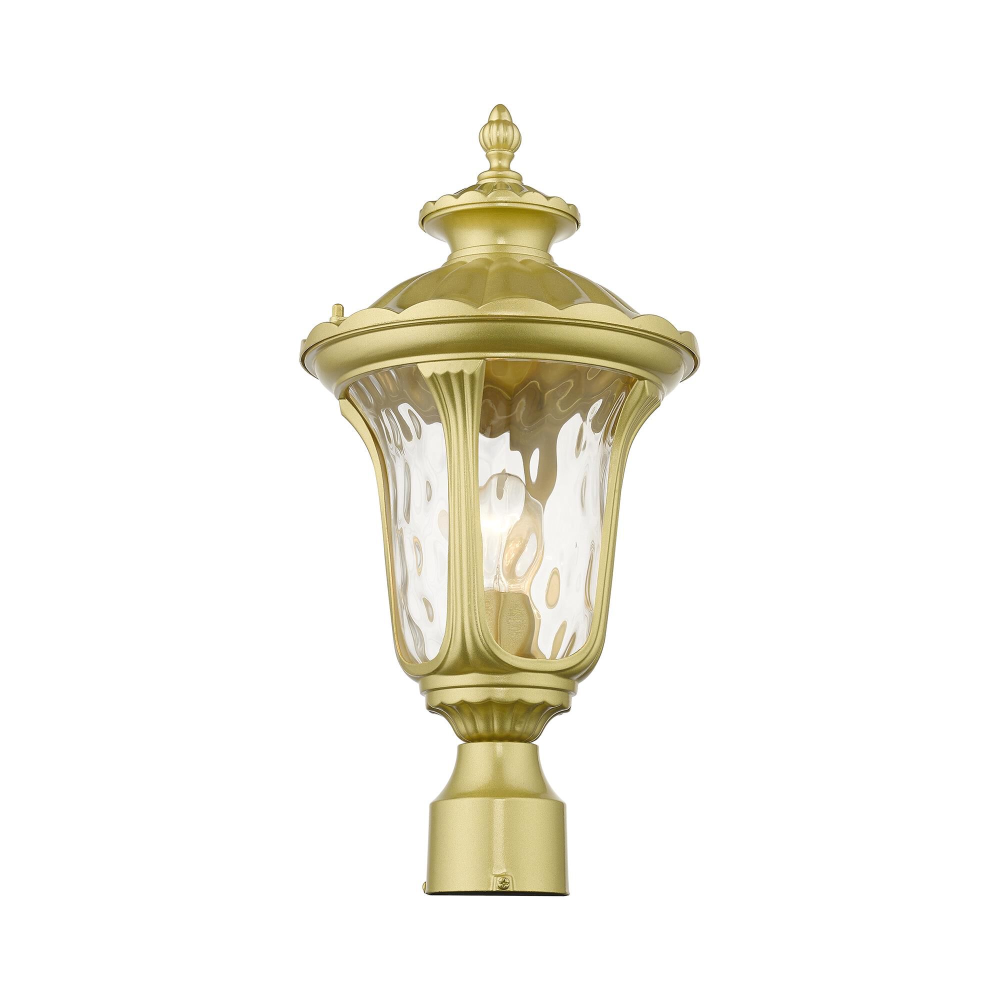 Shown in Soft Gold finish and Hand Blown Clear Water  glass