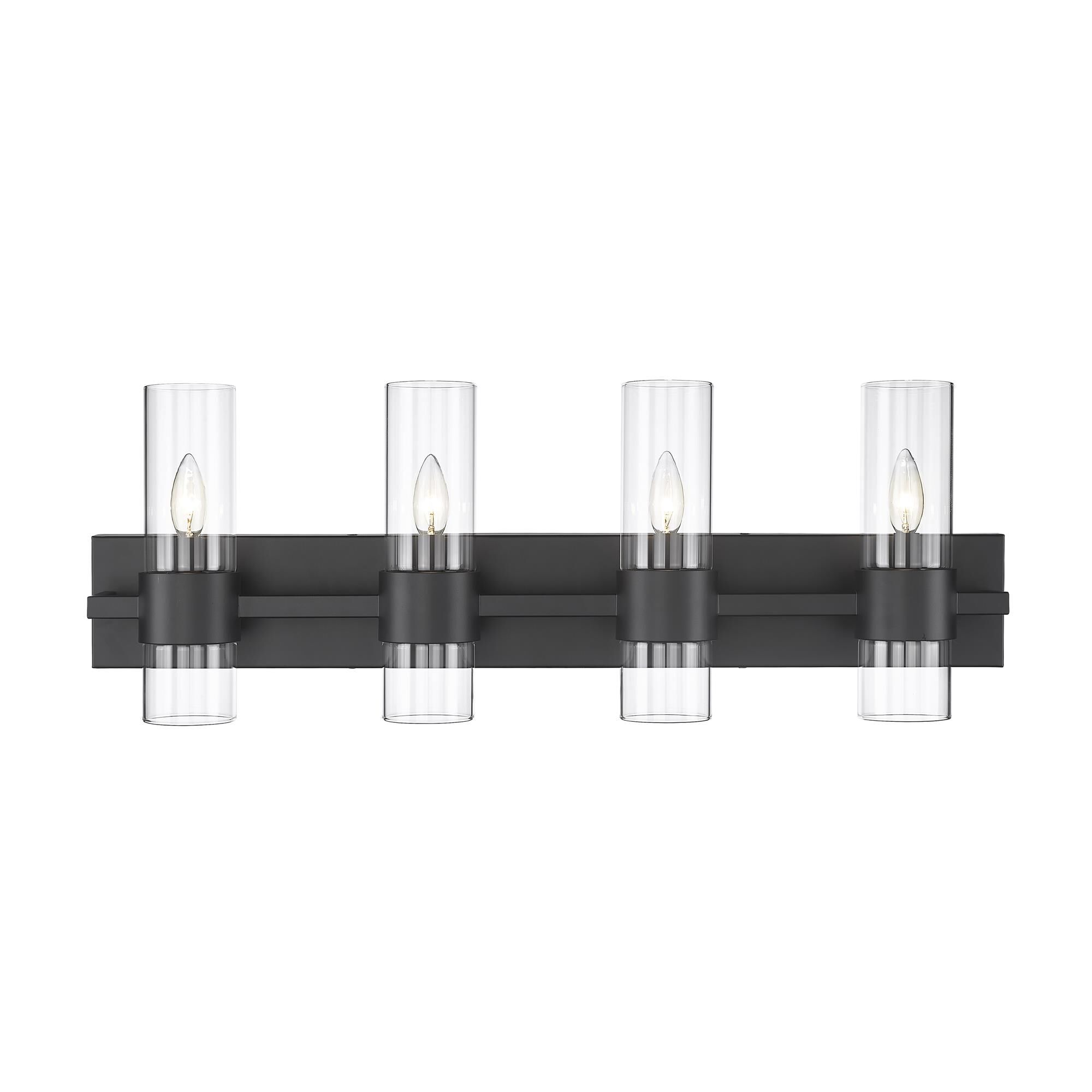 Shown in Matte Black finish and Clear glass