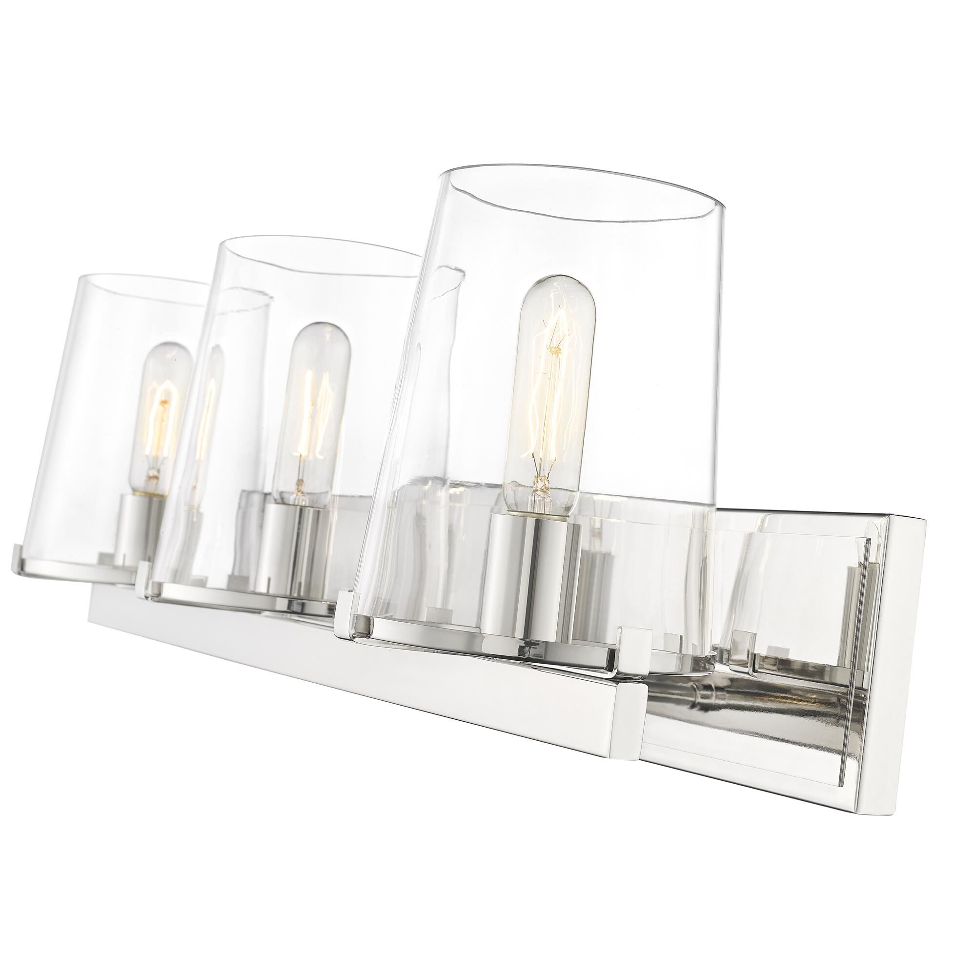 Shown in Polished Nickel finish and Glass shade