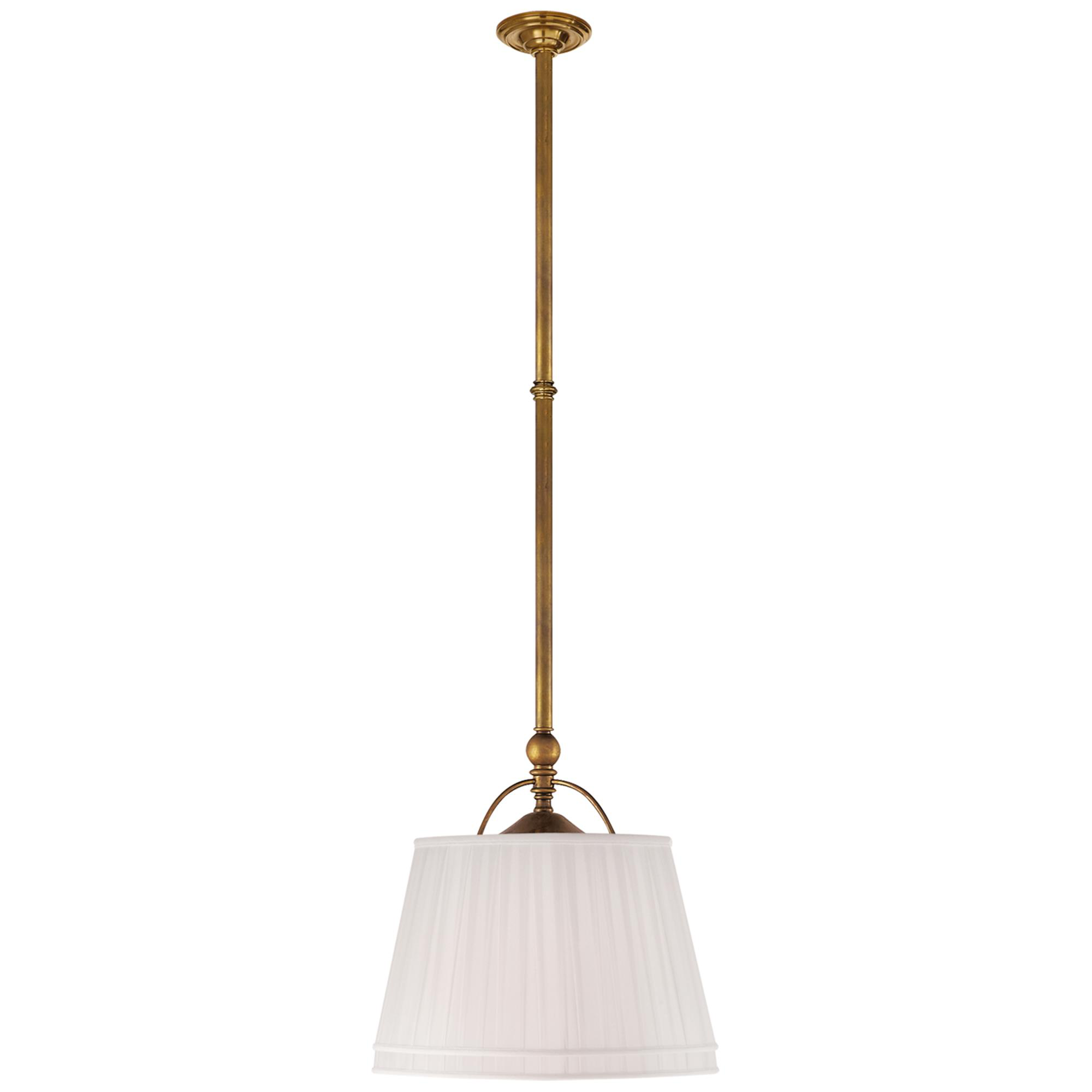 Shown in Antique-Burnished Brass finish and Linen shade