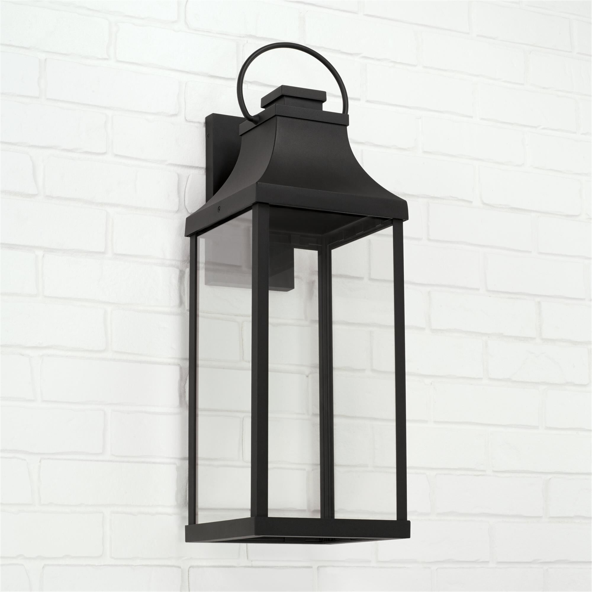 Shown in Black finish and Clear glass