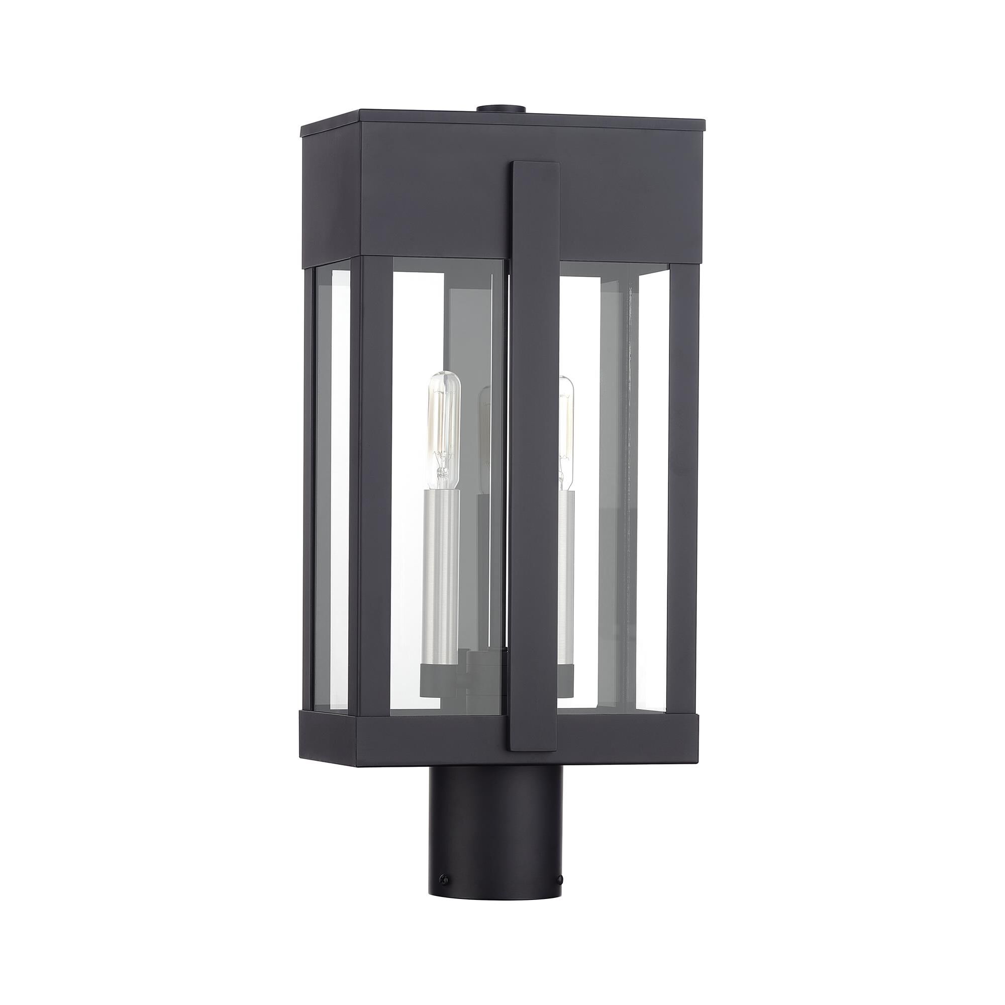 Shown in Black with Brushed Nickel Candles finish and Clear glass