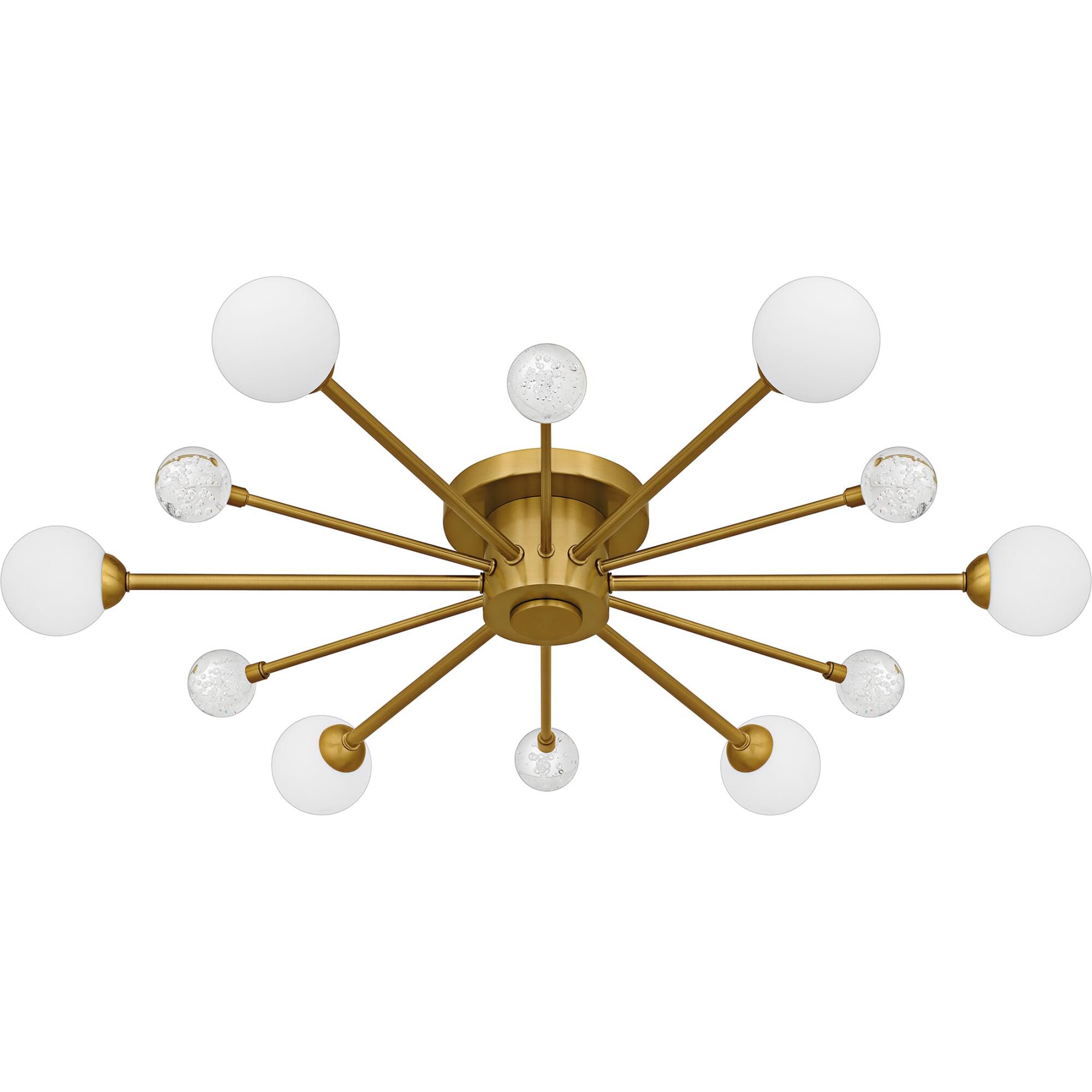 Shown in Brushed Gold finish and Opal Etched Glass, Crystal With Bubble shade