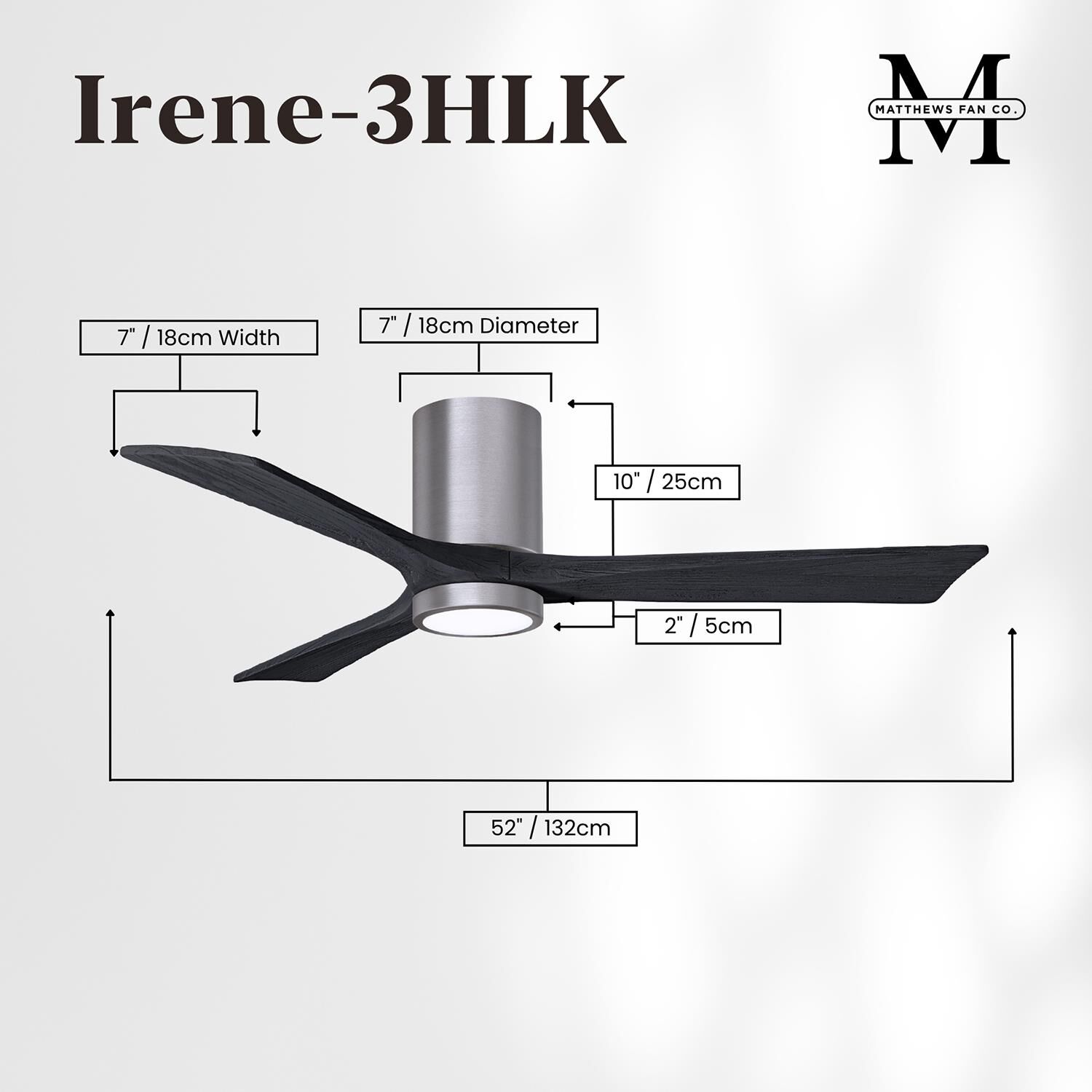 Irene 52 Inch Flush Mount Fan with Light Kit by Matthews Fan Company