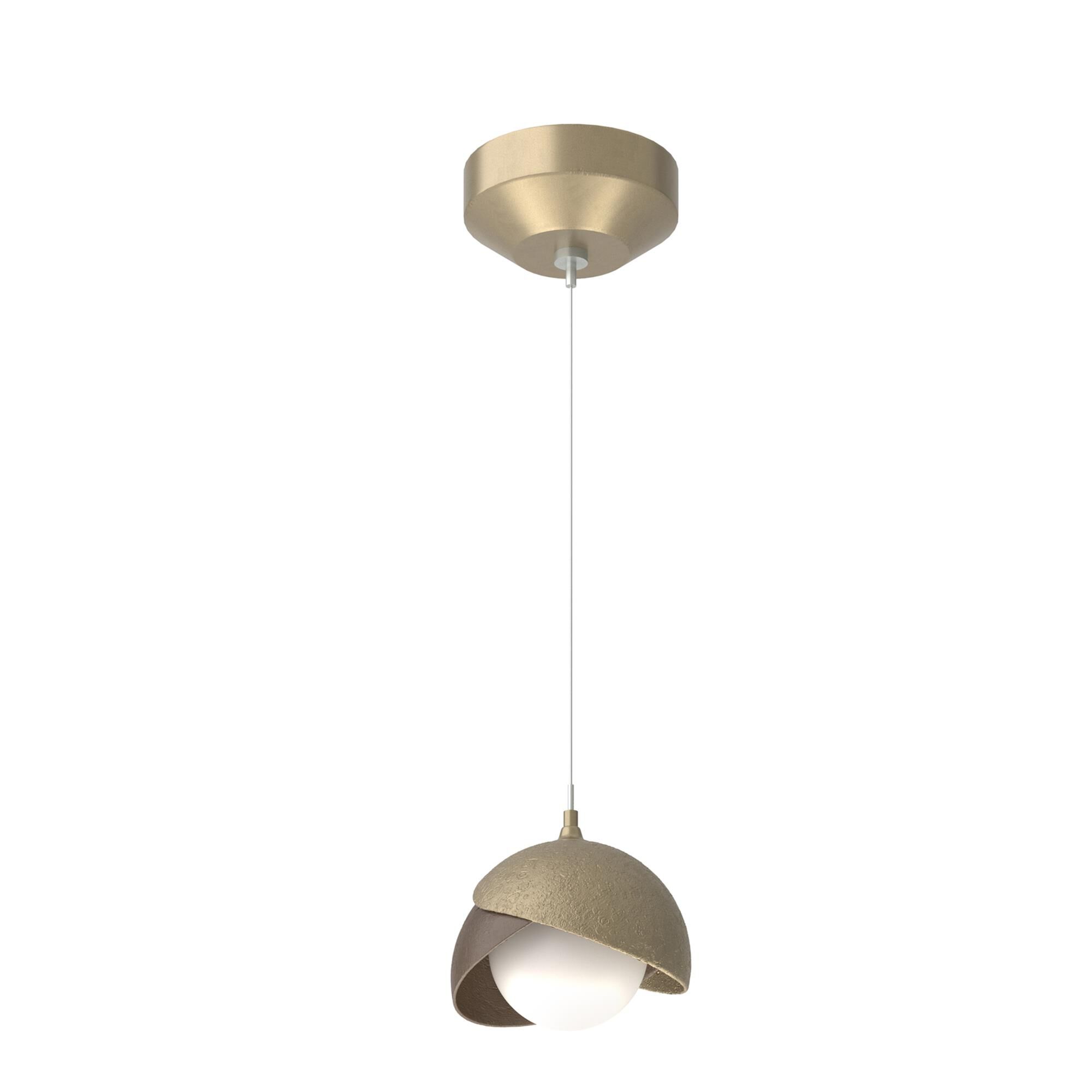 Shown in Soft Gold finish and Opal glass and Bronze  accent