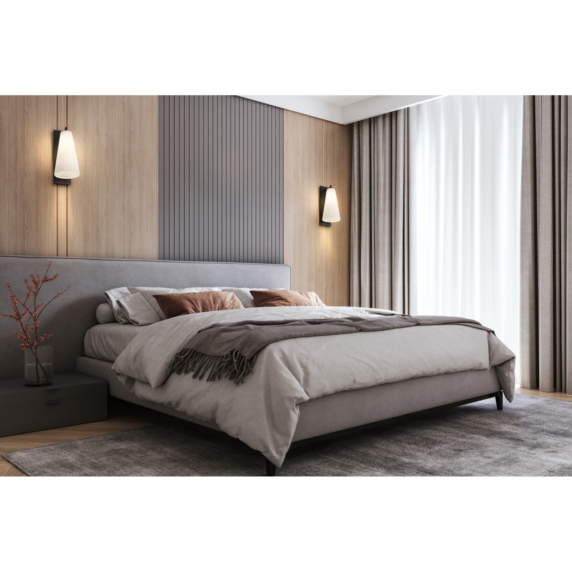 Shown in Matte Black finish and White glass and White shade