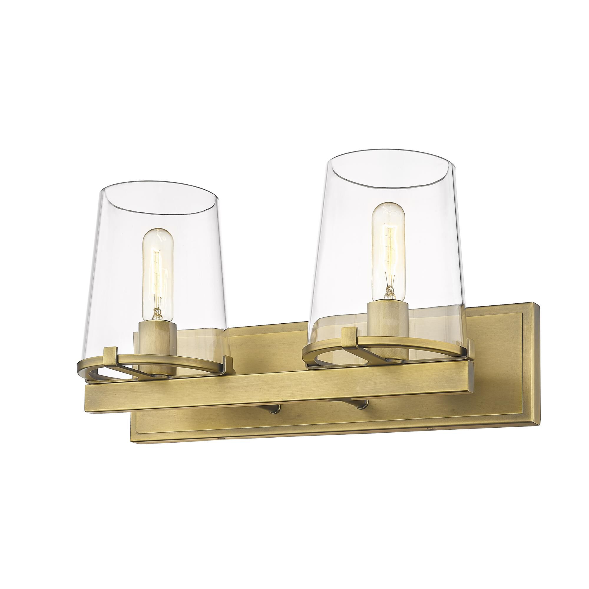 Shown in Rubbed Brass finish and Glass shade