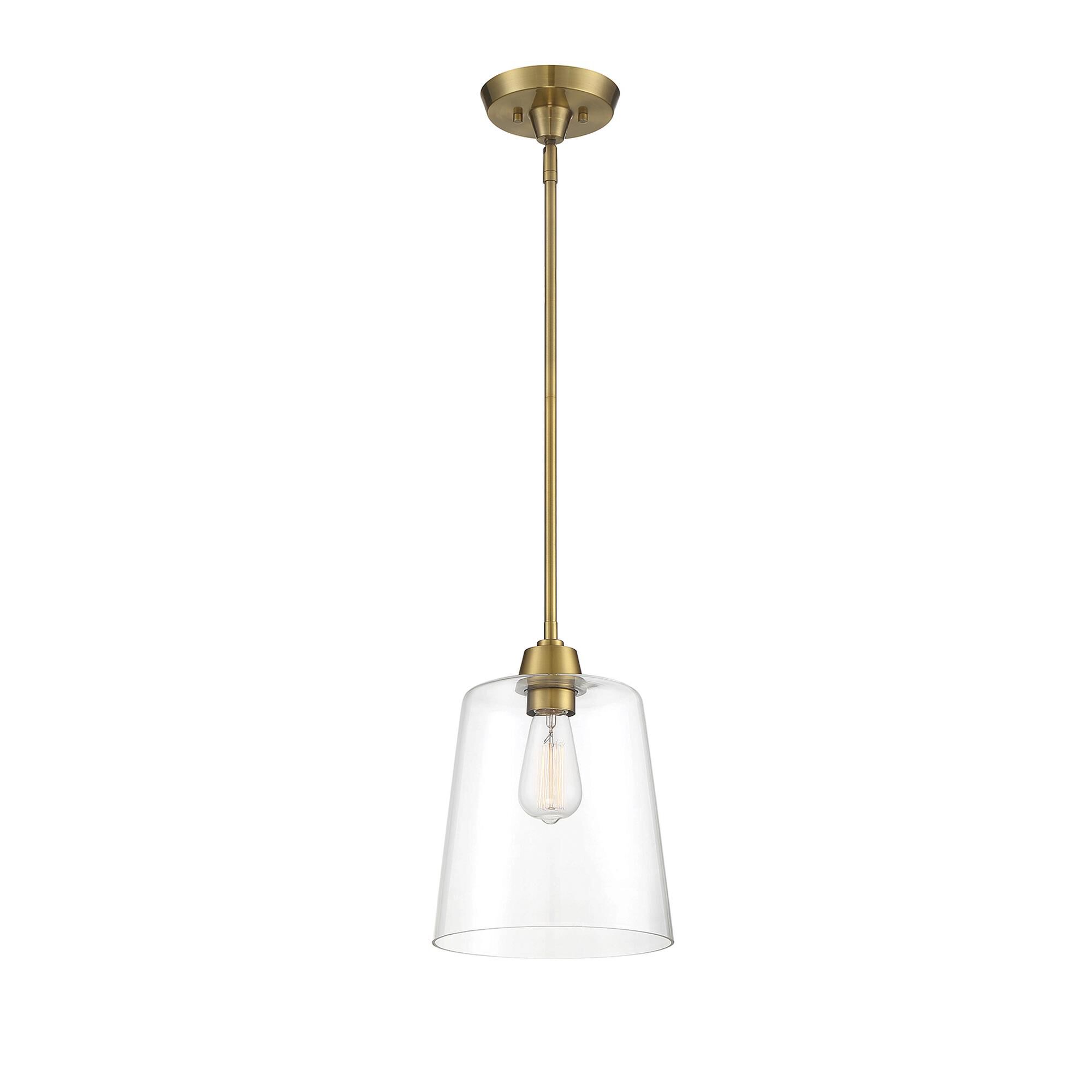 Shown in Natural Brass finish and Clear glass