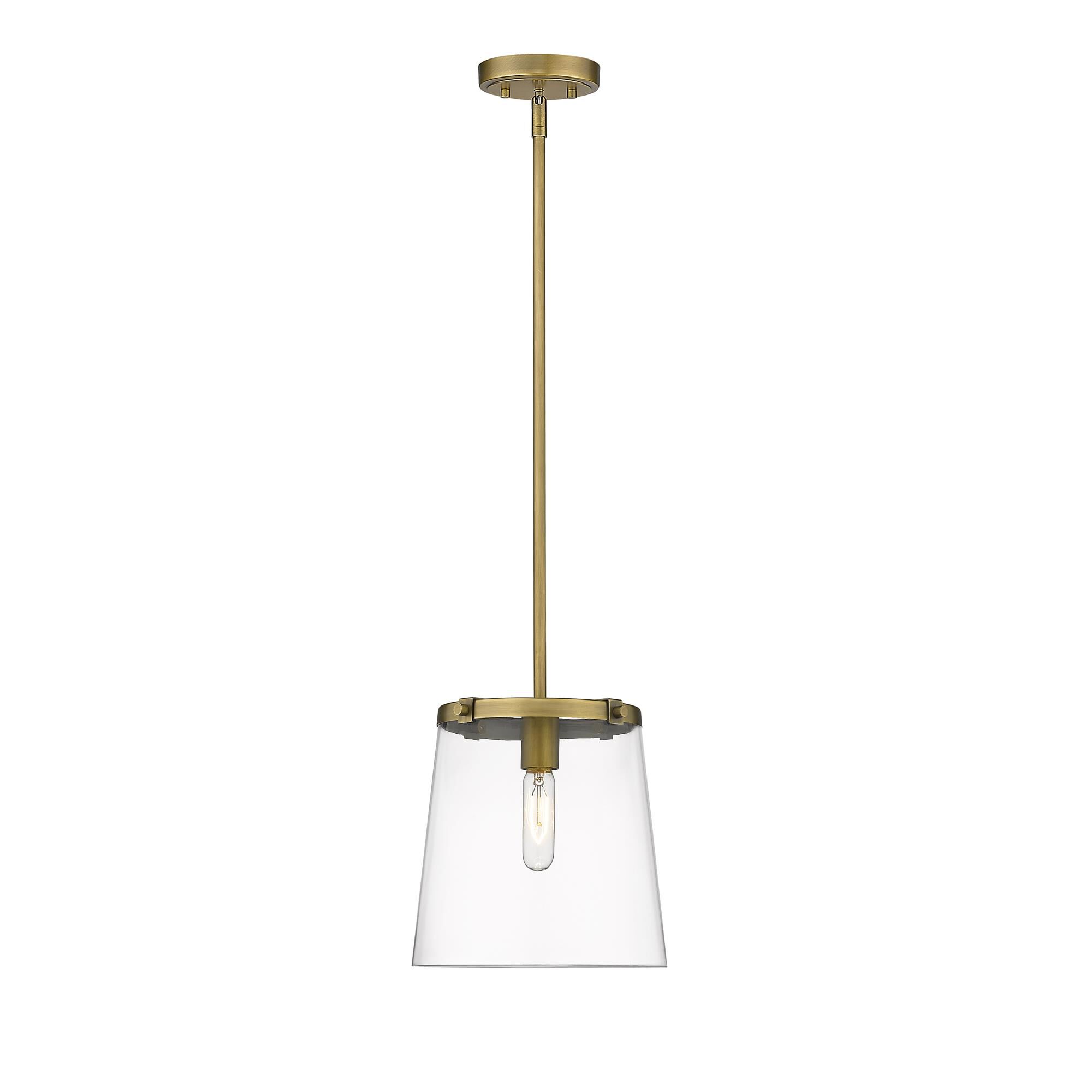 Shown in Rubbed Brass finish and Glass shade