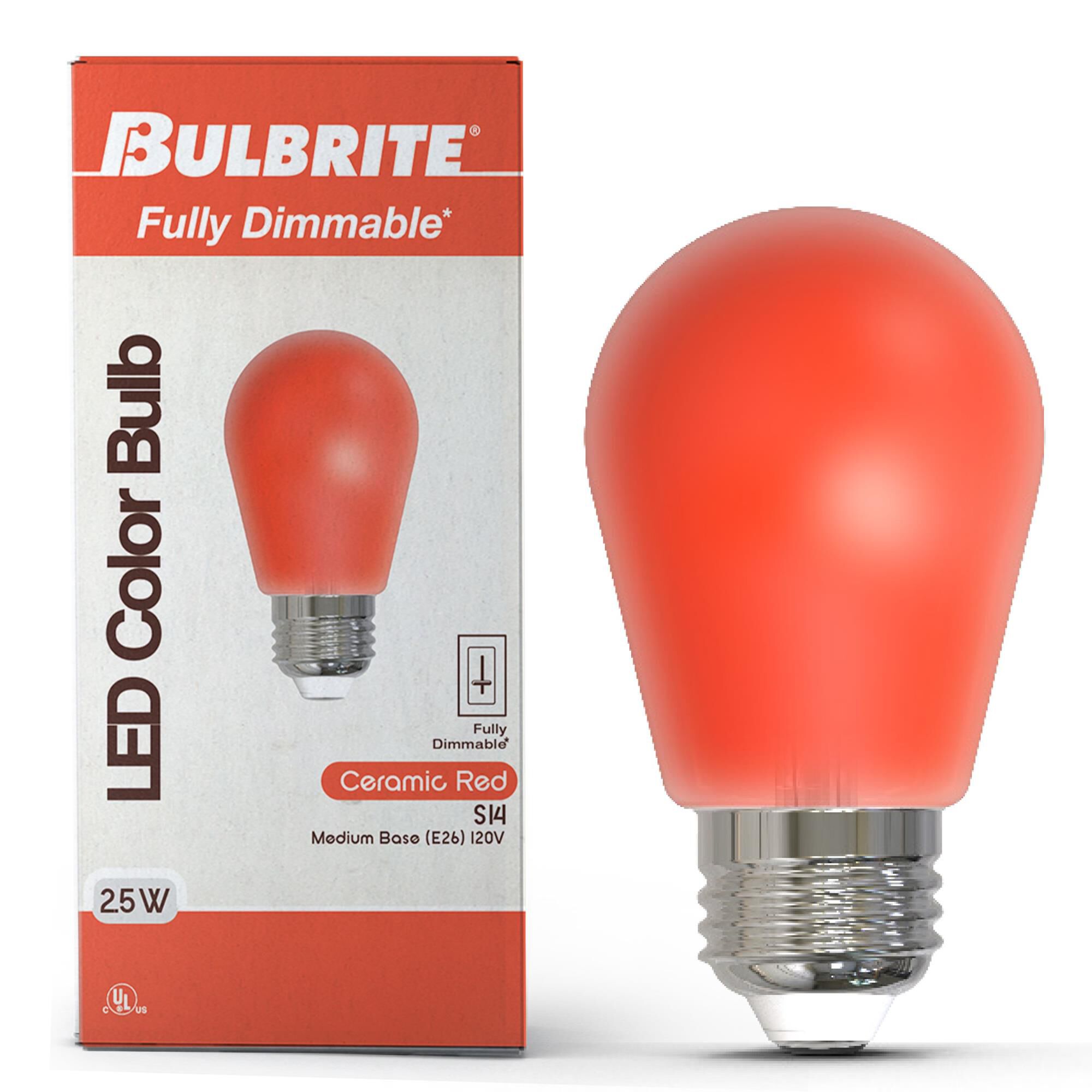 Ceramic Red S14 Base E26 LED Light Bulb by Bulbrite