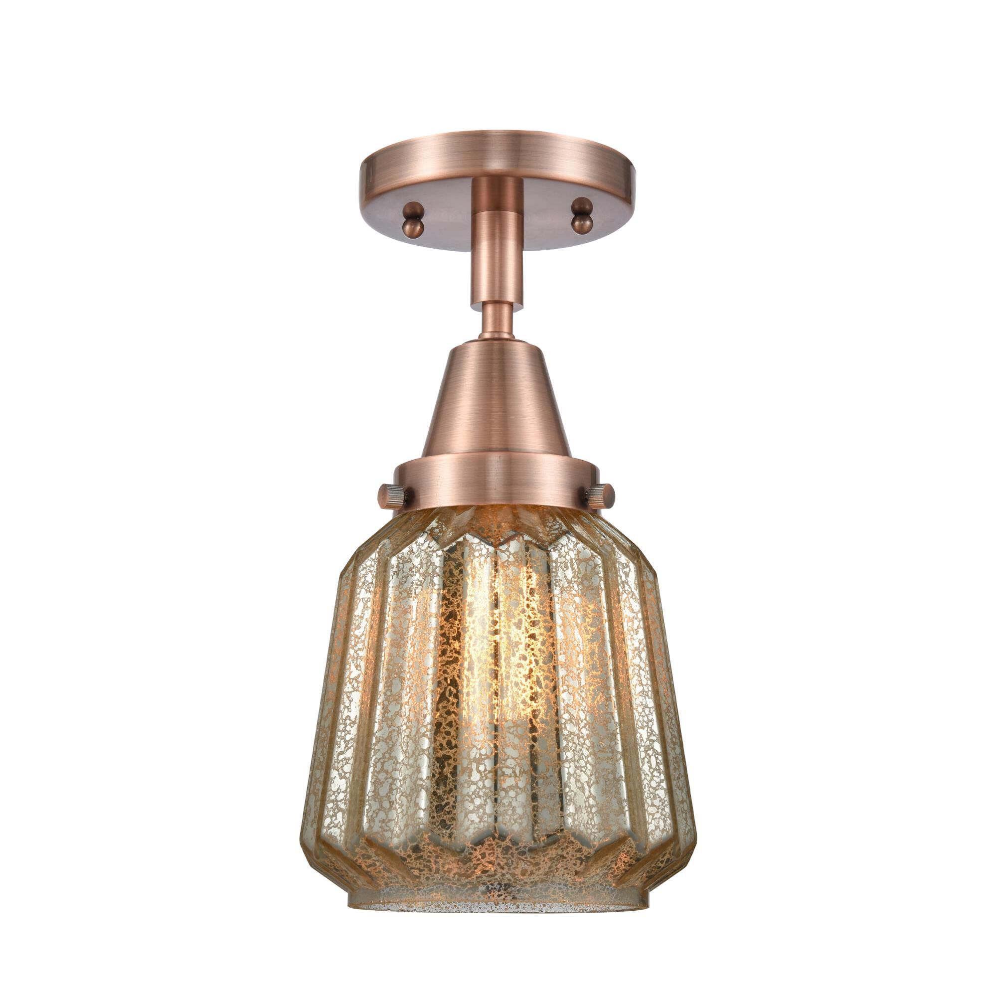Shown in Antique Copper finish and Mercury Plated Chatham glass
