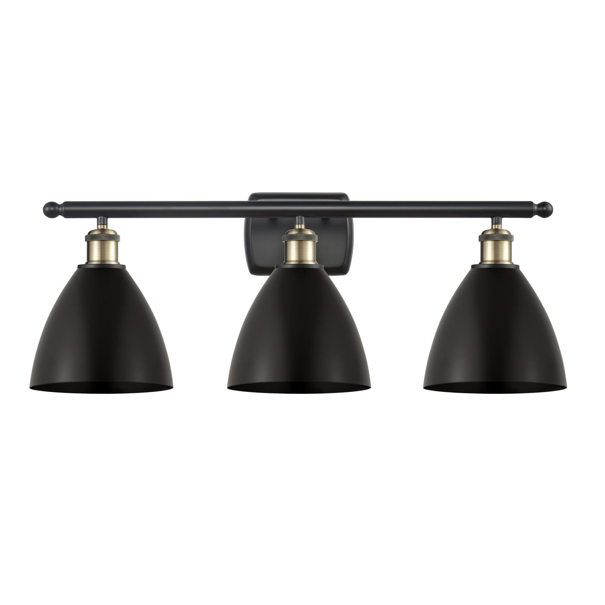 Shown in Black Antique Brass finish and Matte Black Ballston Dome shade