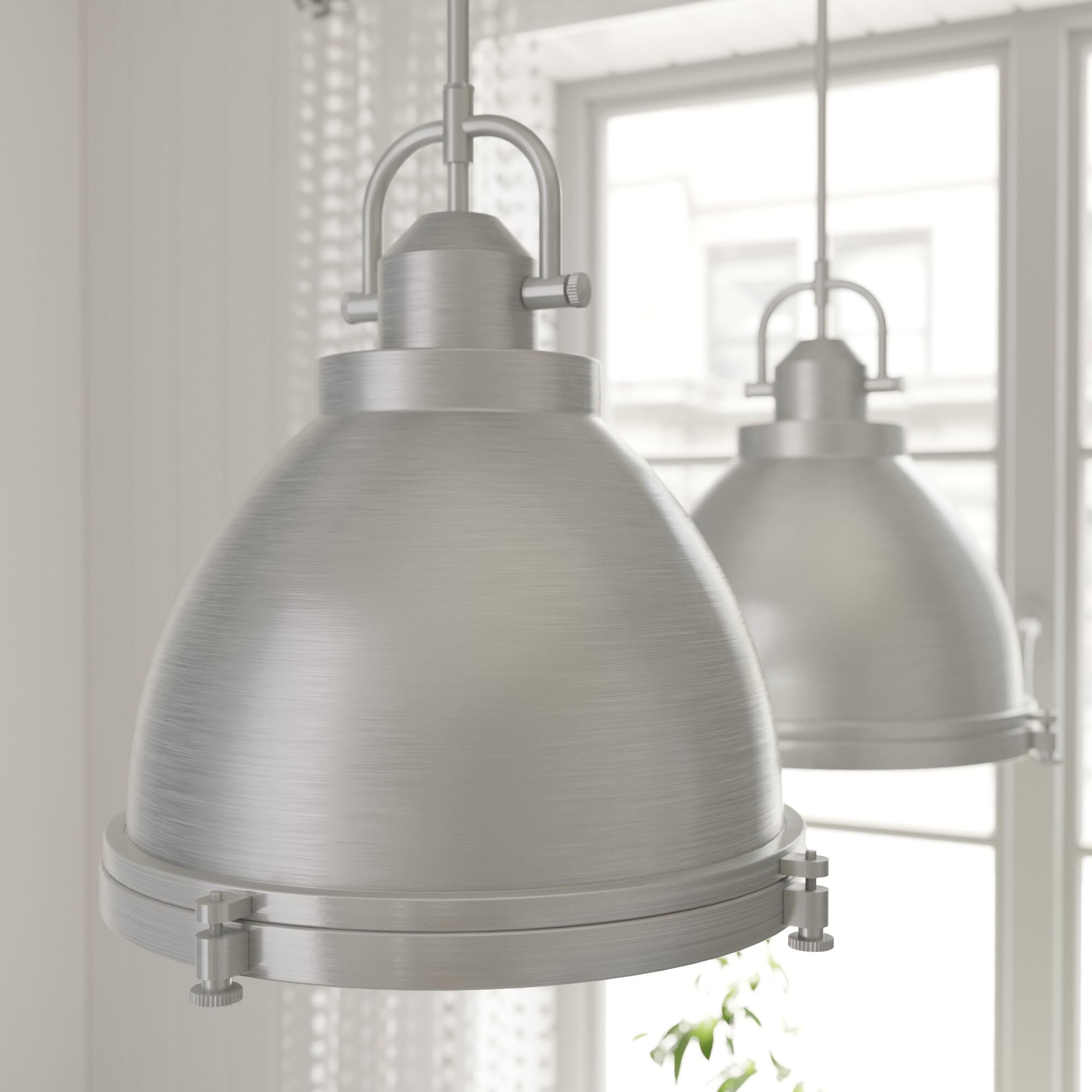 Shown in Brushed Nickel finish and Clear Holophane glass