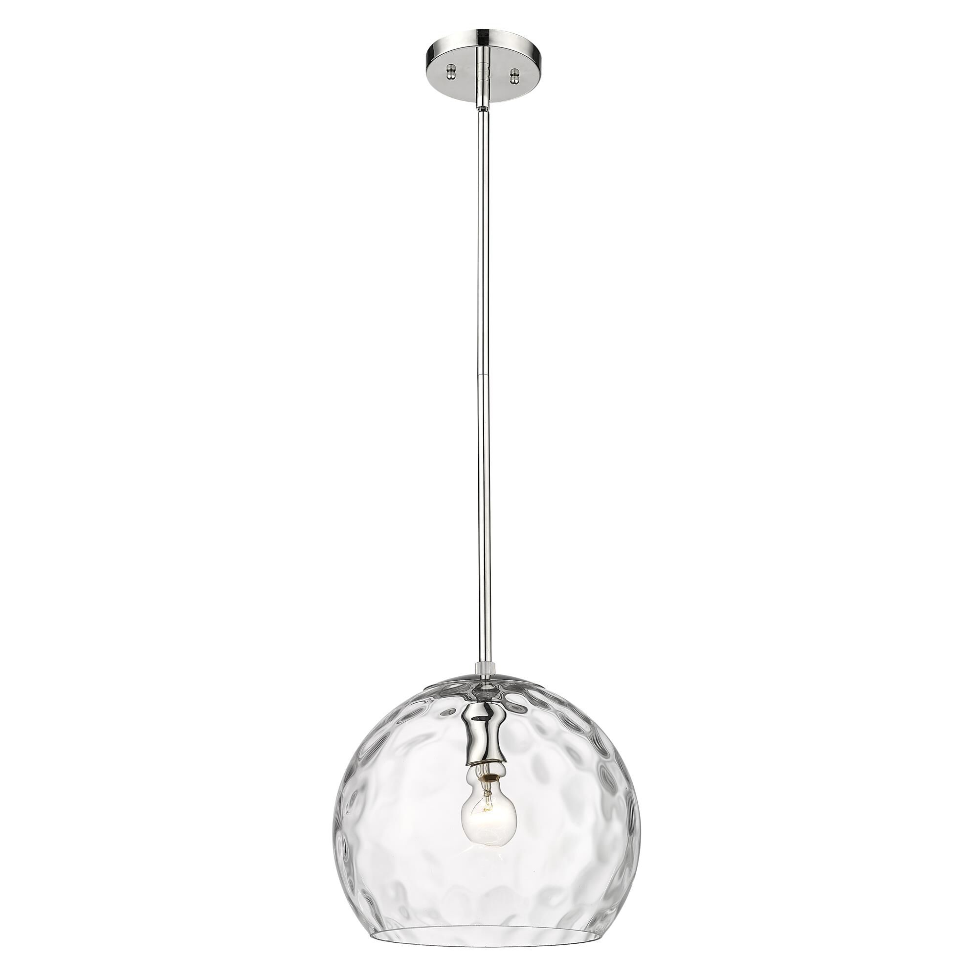 Shown in Polished Nickel finish and Rippled Water glass