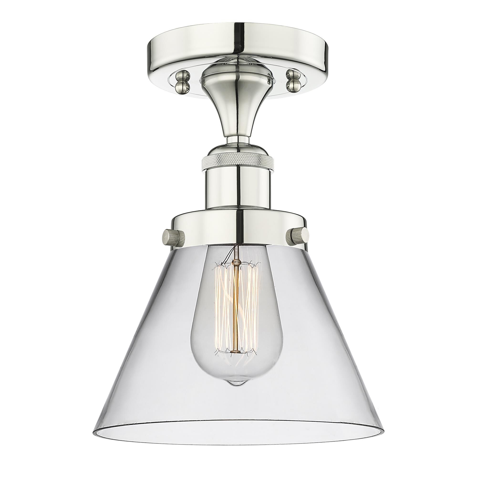 Shown in Polished Nickel finish and Clear glass
