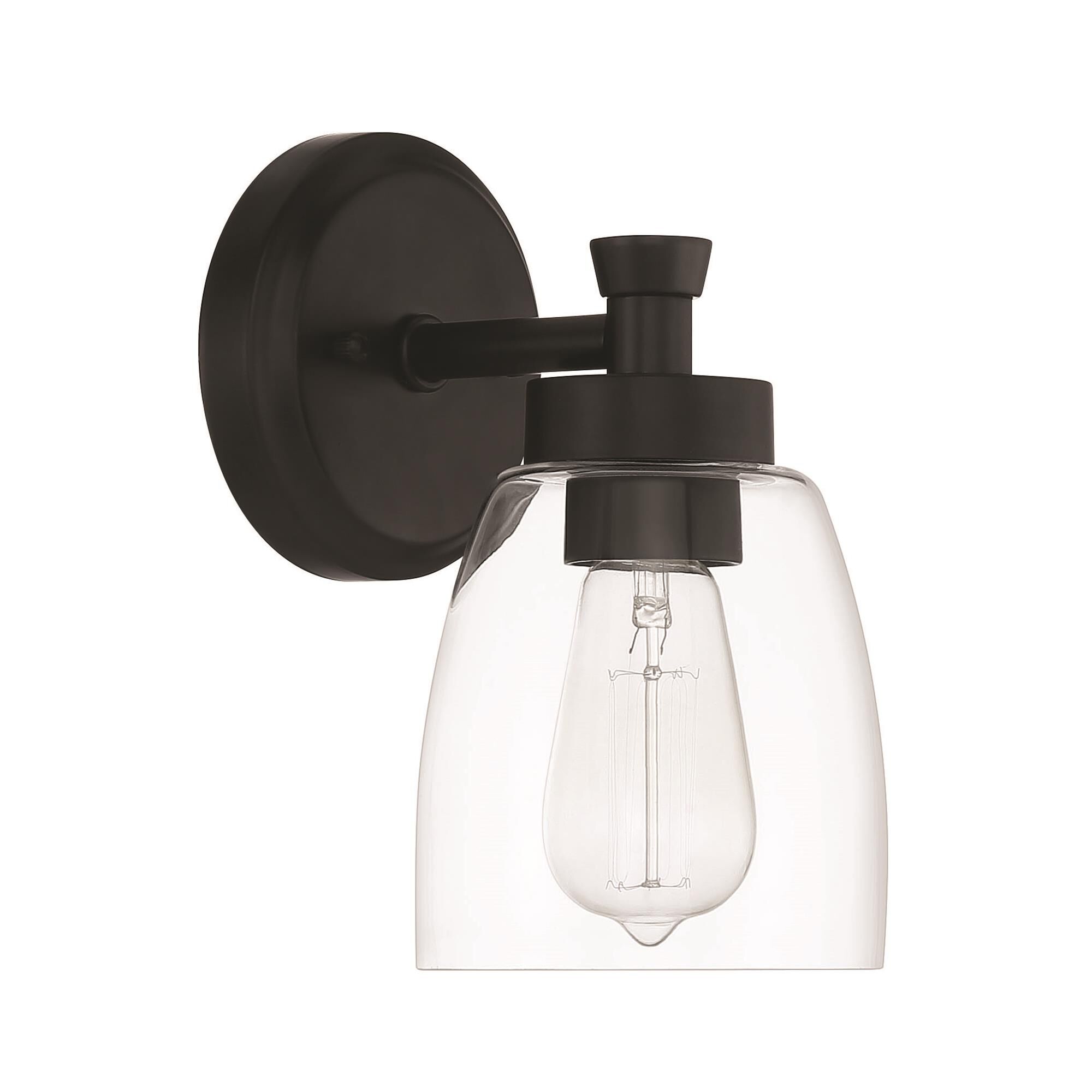 Shown in Flat Black finish and Clear glass
