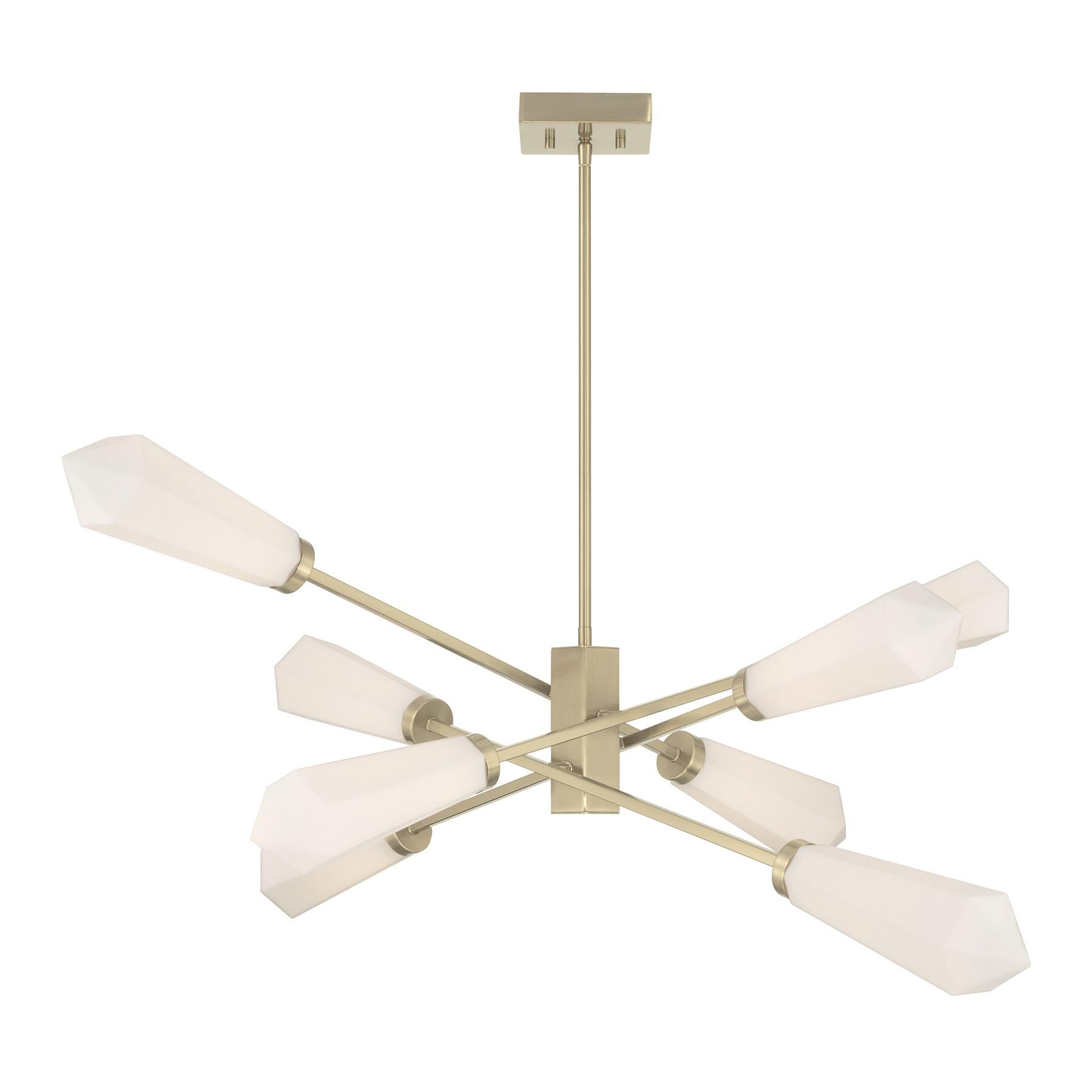 Shown in Noble Brass finish and White Opal glass