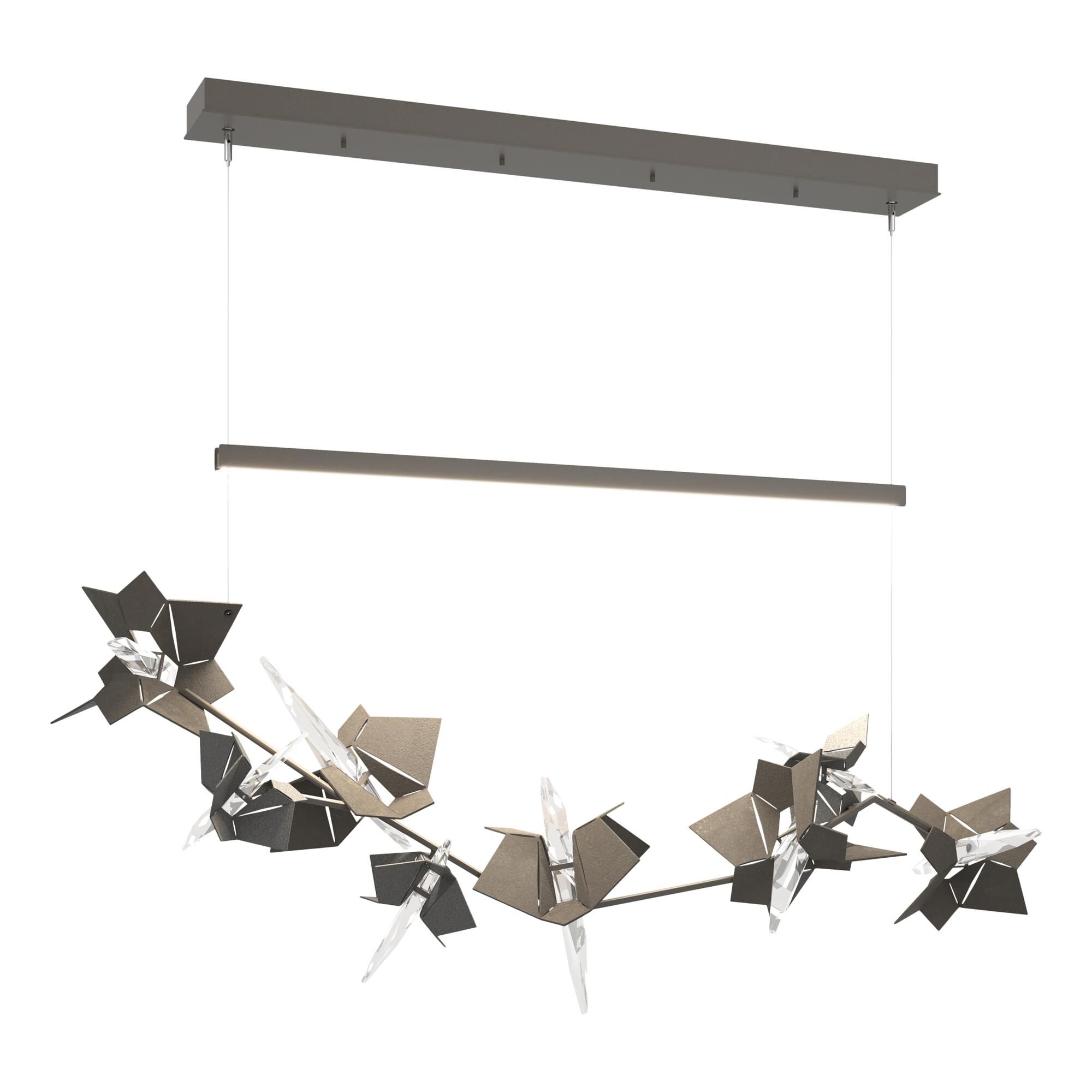Shown in Dark Smoke finish and Swarovski crystal and Dark Smoke glass and Natural Iron accent