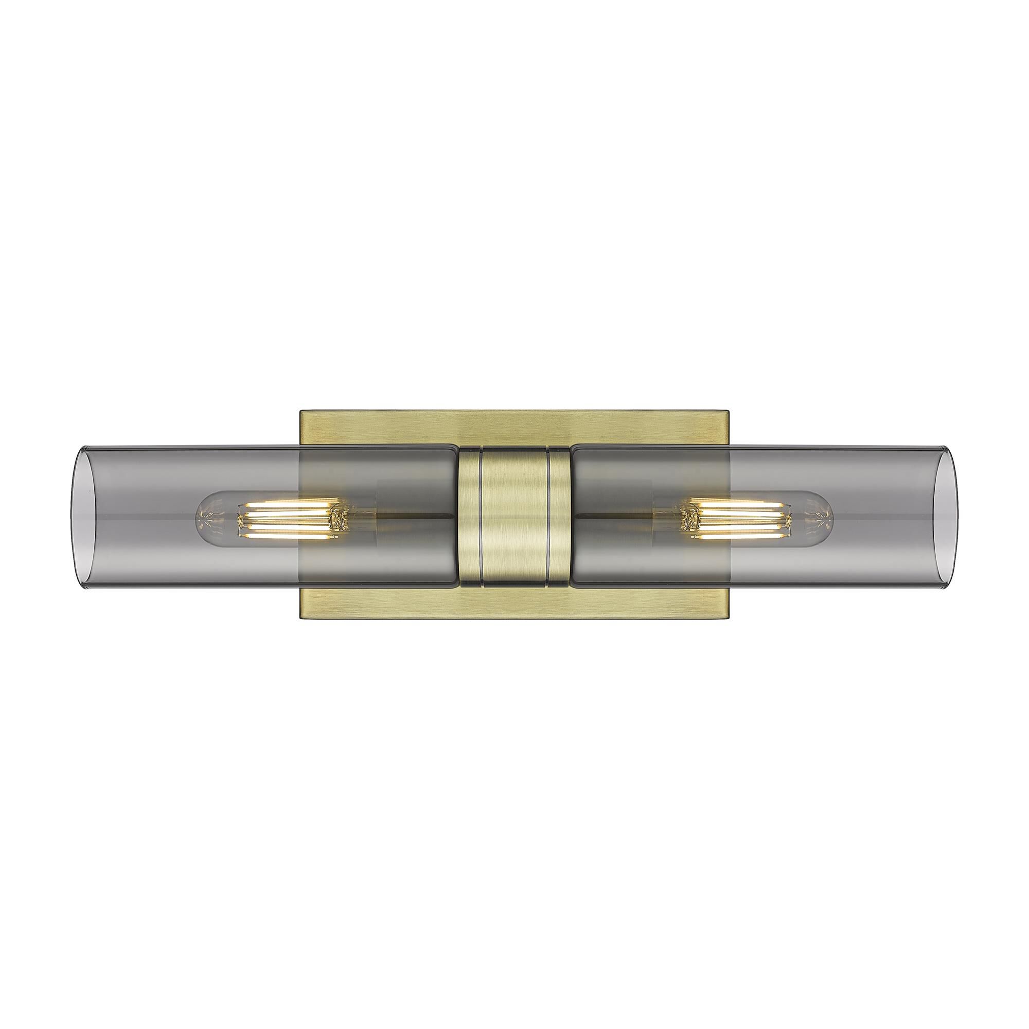 Shown in Antique Brass finish and Plated Smoke glass