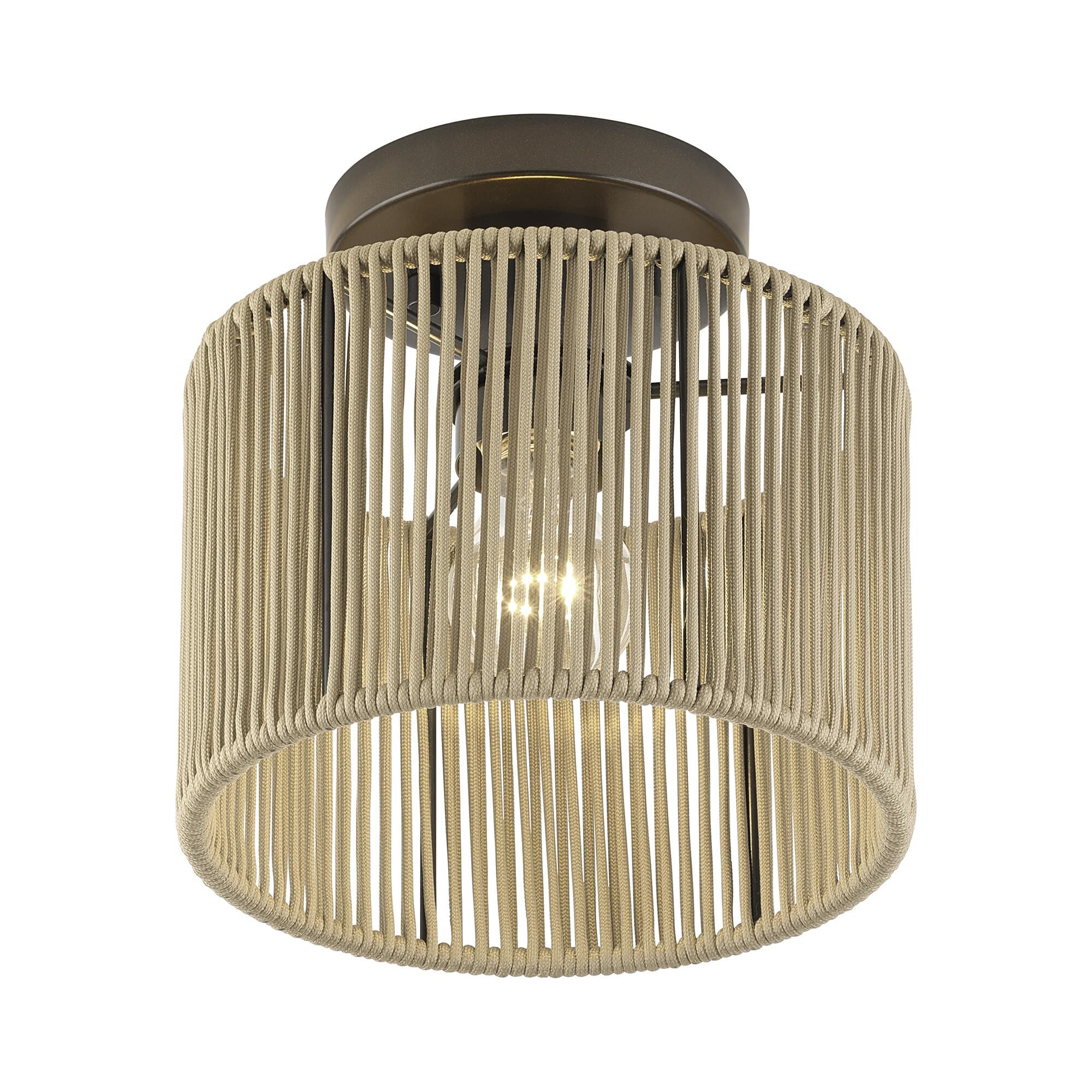 Shown in English Bronze finish and Hand-Woven Venetian Gold Color Polyester Rope shade