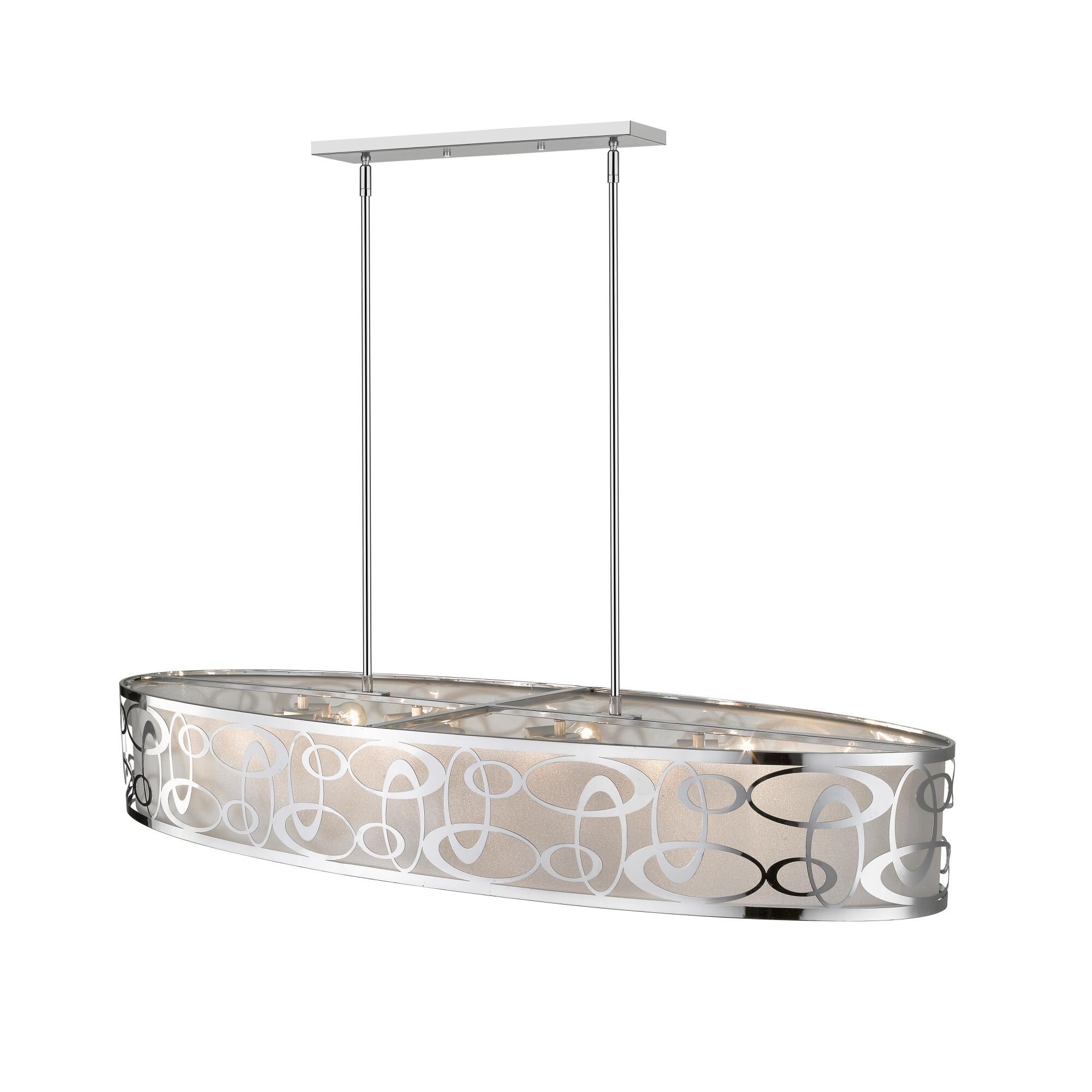 Shown in Chrome finish and Fabric glass and Fabric shade