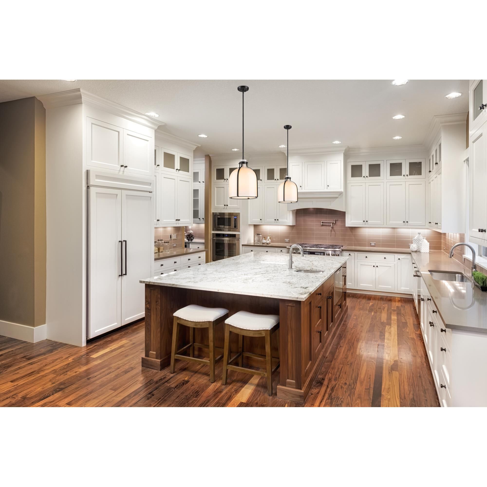 Shown in Matte Black finish and White Opal glass and No Shade shade