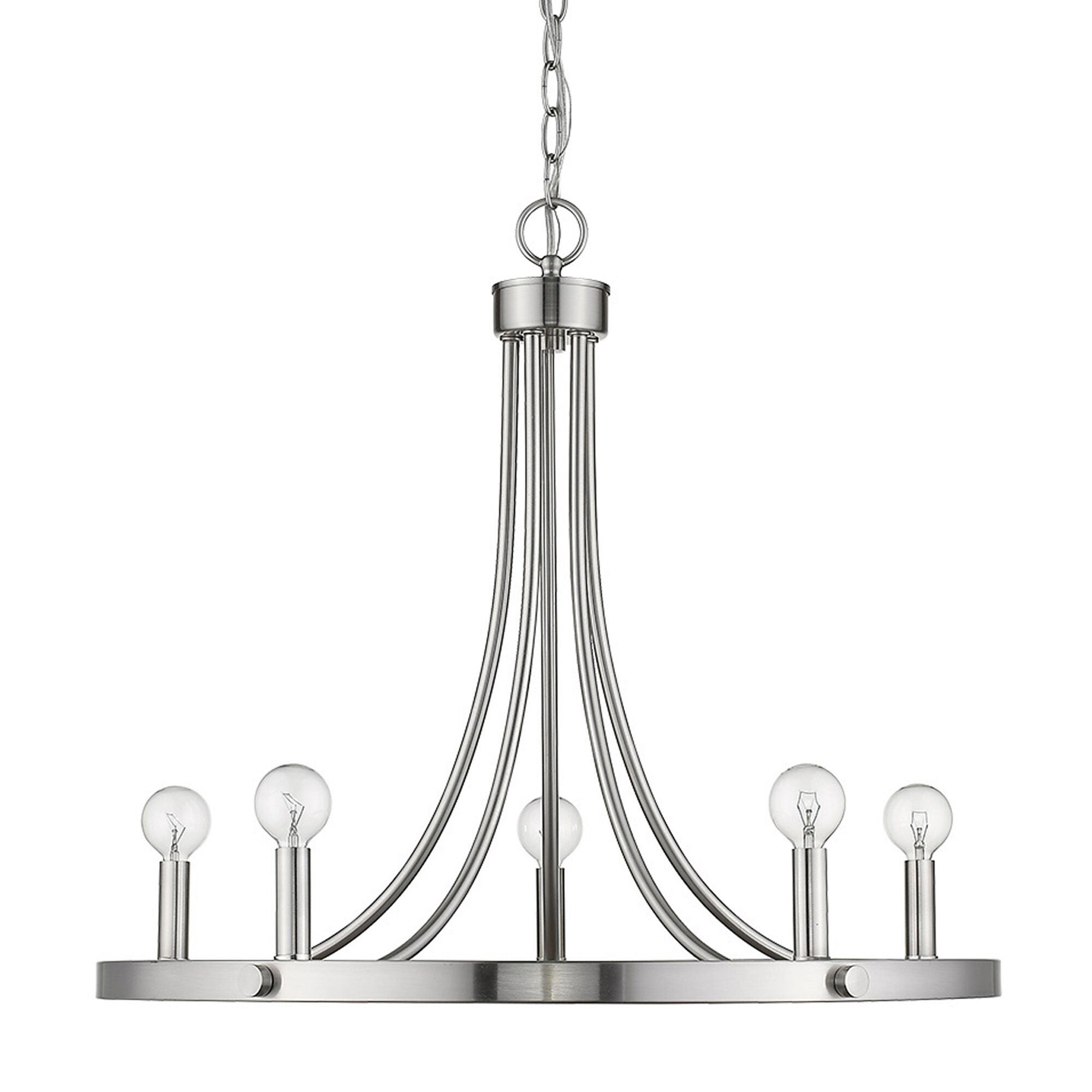 Shown in Satin Nickel finish and -- glass and -- shade