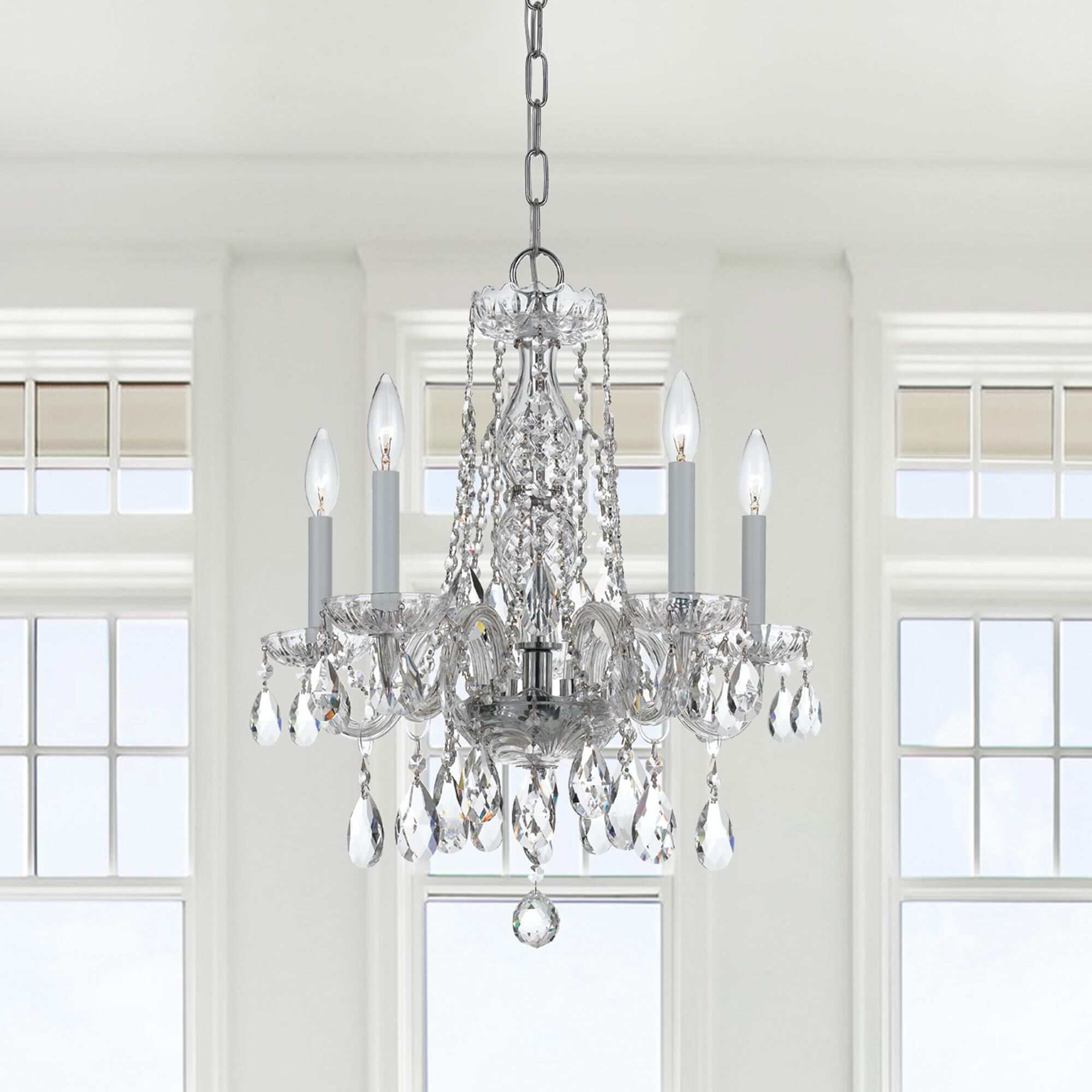 Traditional Crystal 18 Inch 5 Light Mini Chandelier by Crystorama