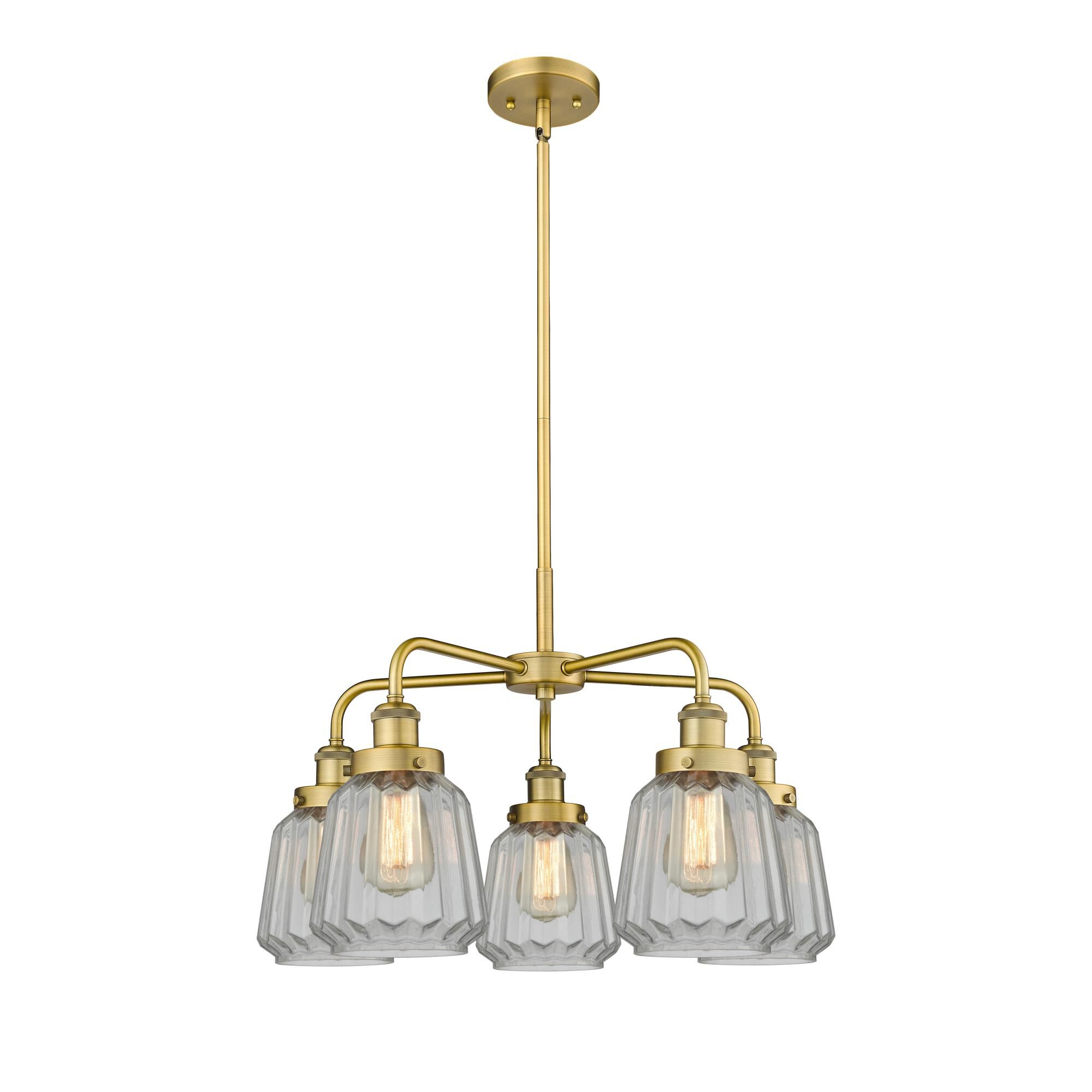 Shown in Brushed Brass finish and Clear glass