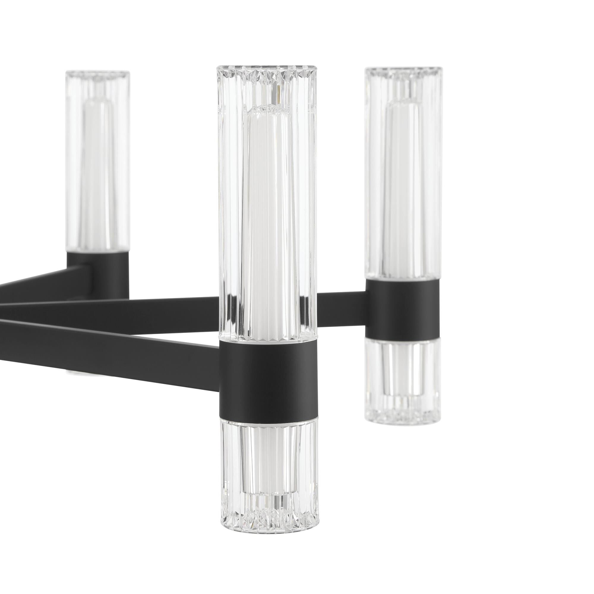 Shown in Matte Black finish and Clear Ribbed, White glass