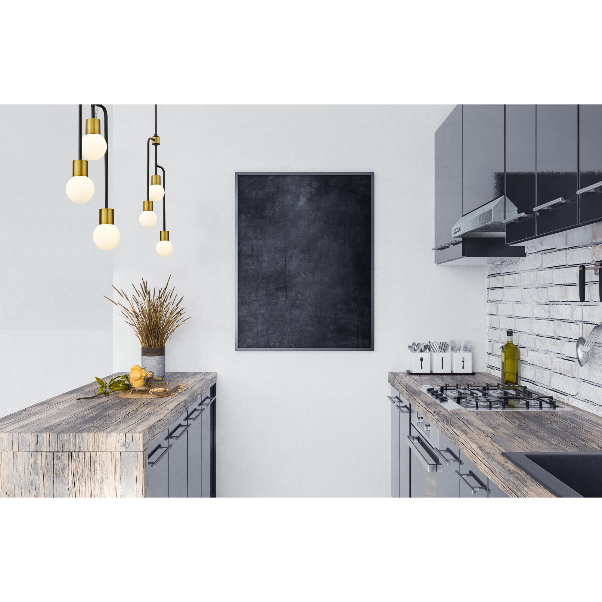 Shown in Matte Black + Foundry Brass finish and Glass shade