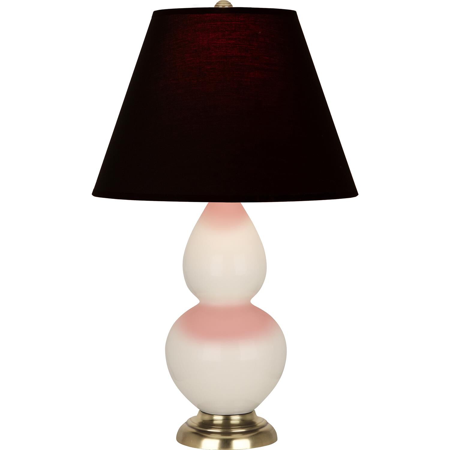 Shown in Bone finish and Ink Black with Rose Red Lining shade and Antique Natural Brass accent