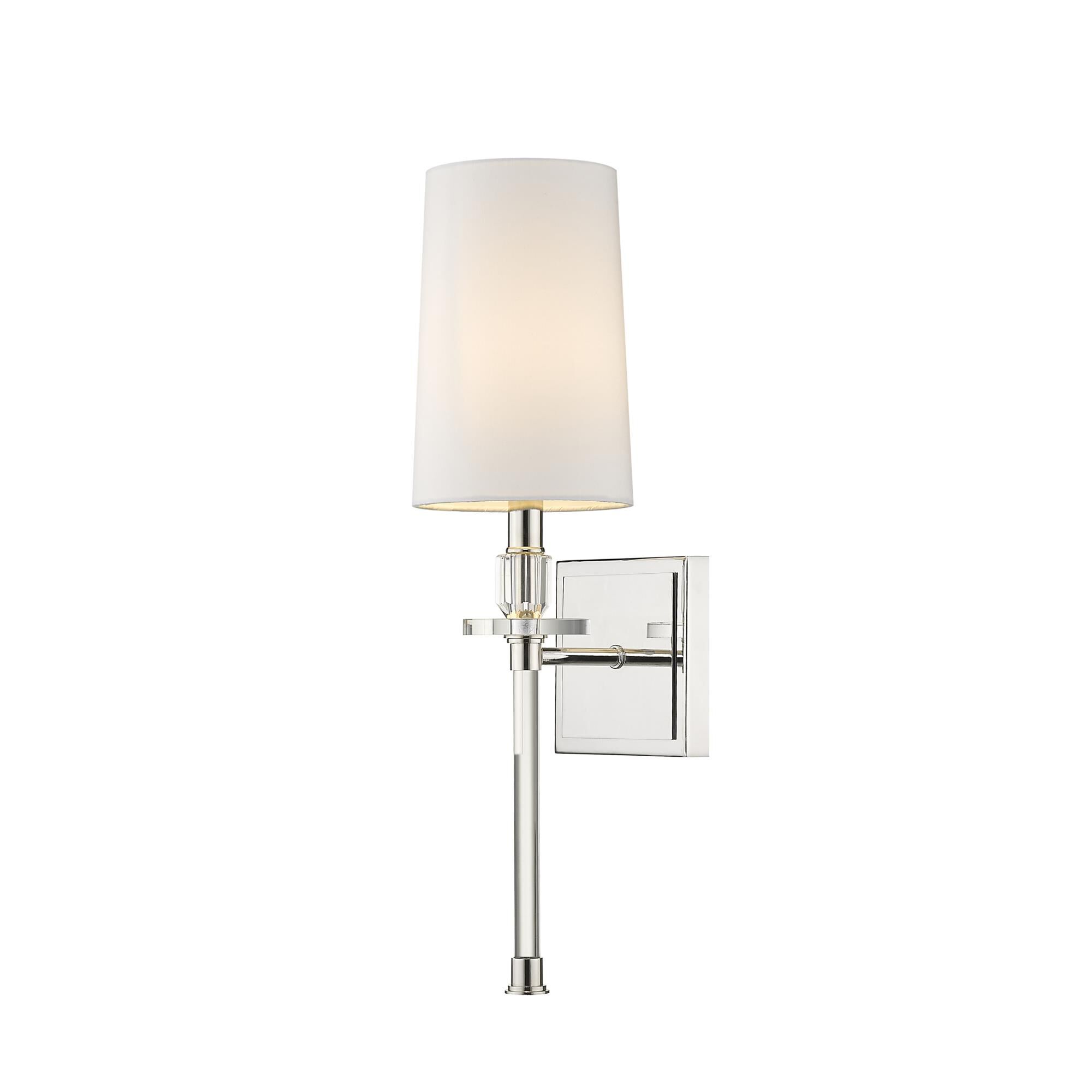 Shown in Polished Nickel finish and Fabric glass and Fabric shade