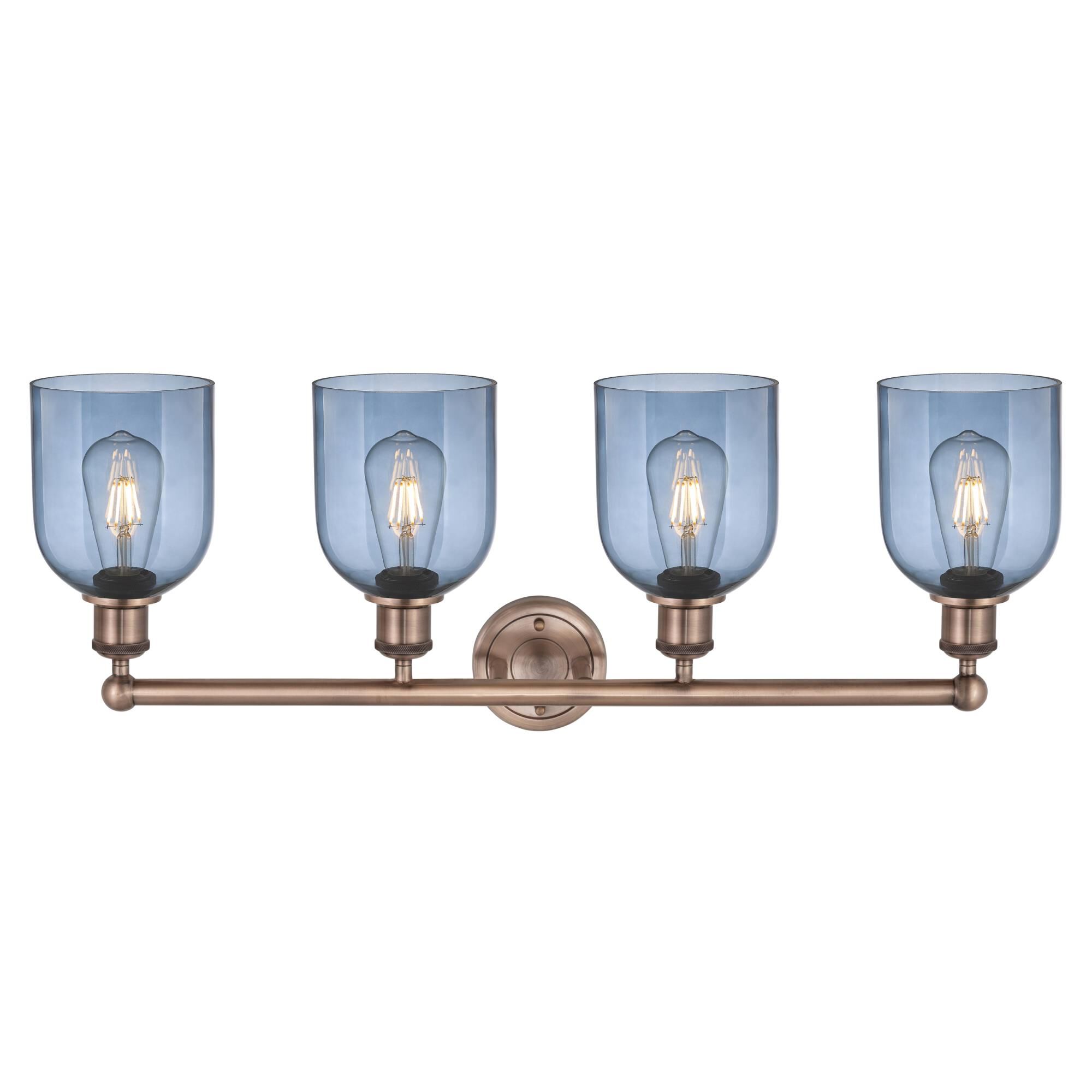 Shown in Antique Copper finish and Princess Blue glass
