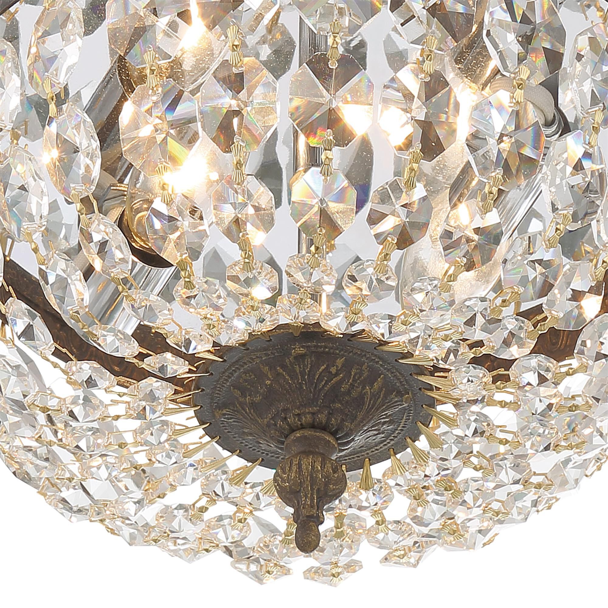 Shown in English Bronze finish and Hand Cut Crystal crystal