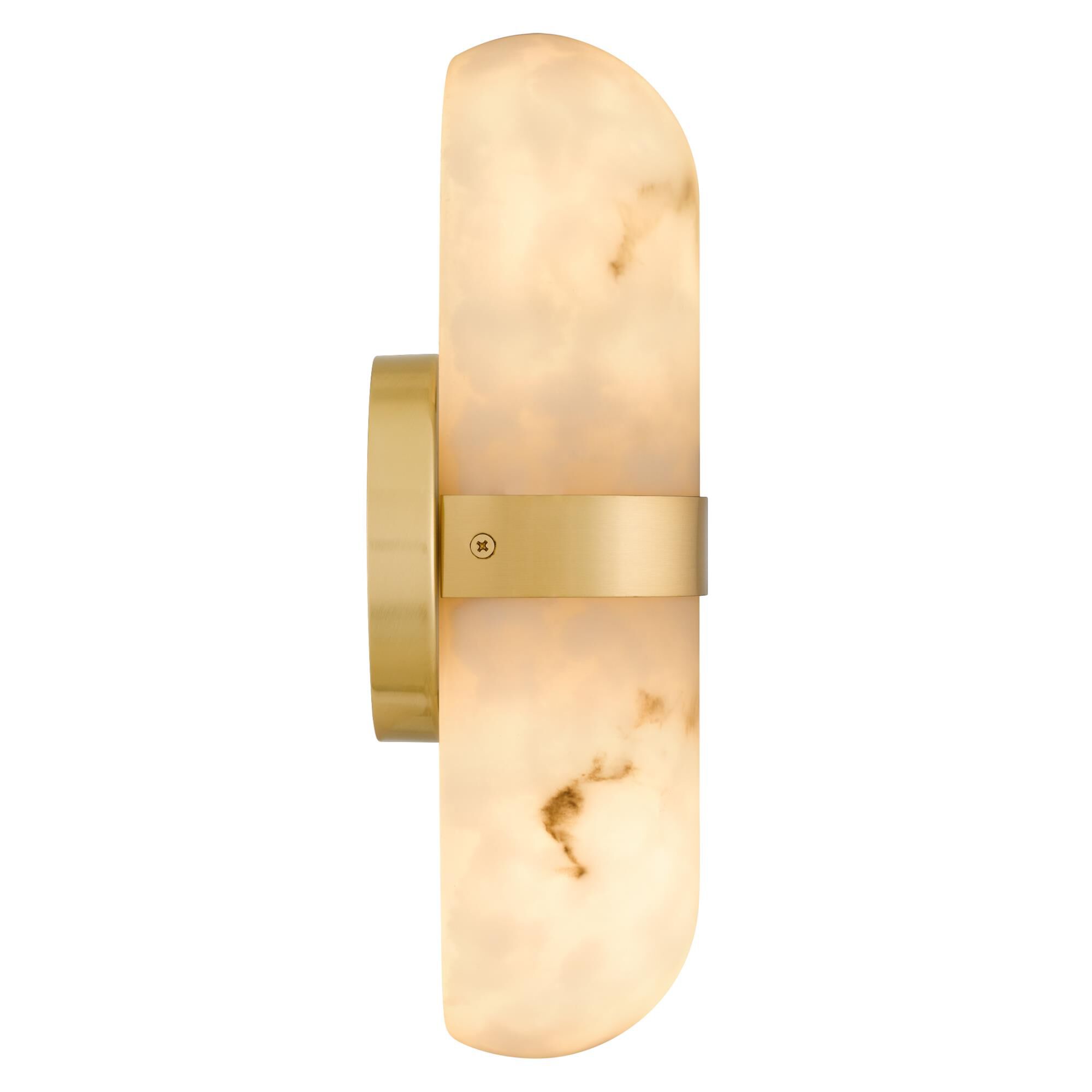 Shown in Brushed Gold finish and Alabaster Resin shade
