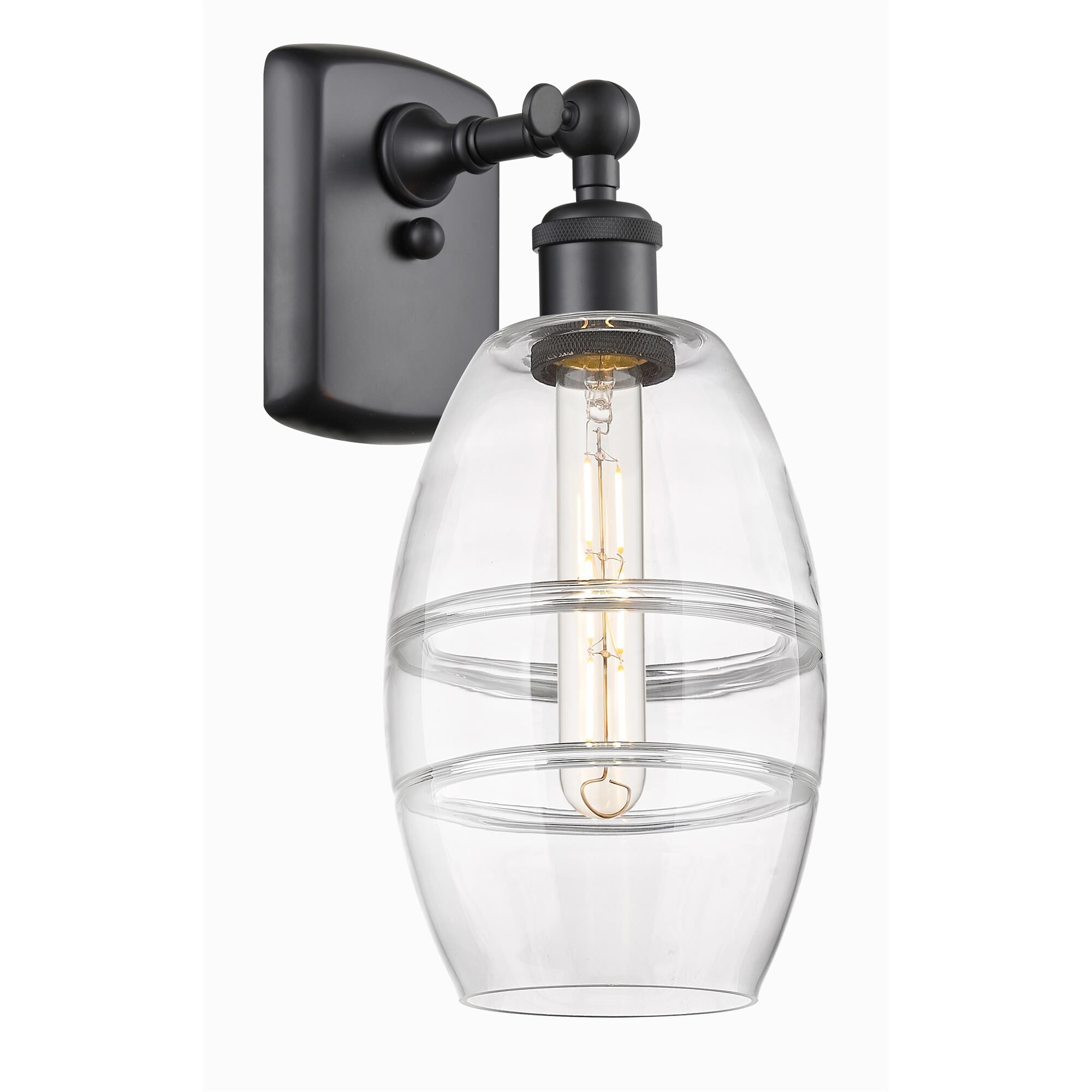 Shown in Matte Black finish and Clear glass