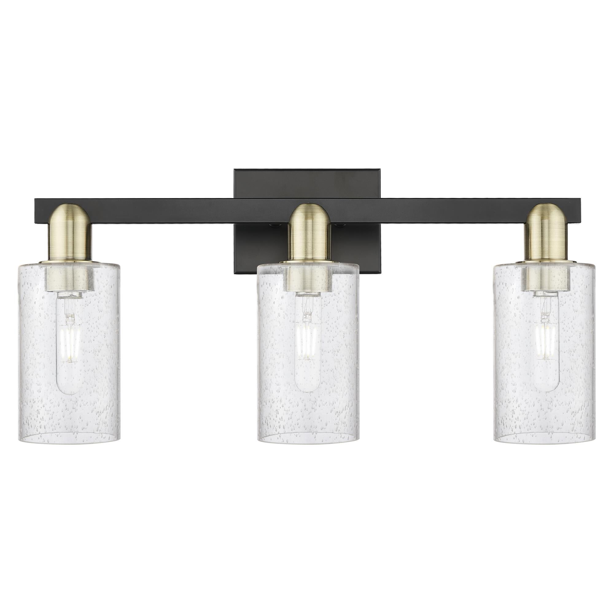 Shown in Black Antique Brass finish and Seedy glass