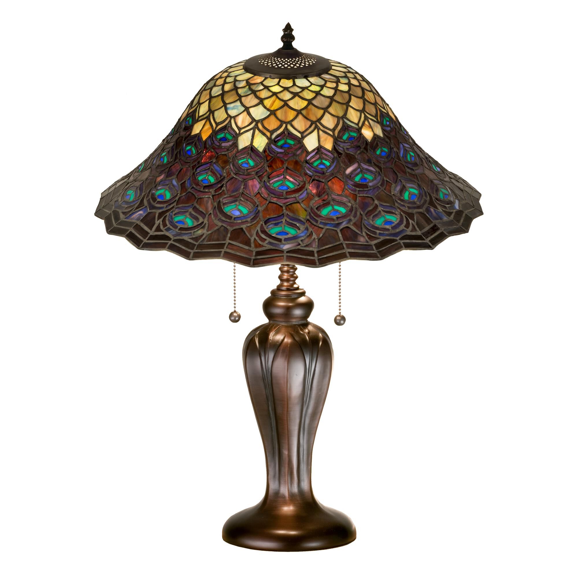 Shown in Mahogany Bronze finish and Teal-Amethyst glass