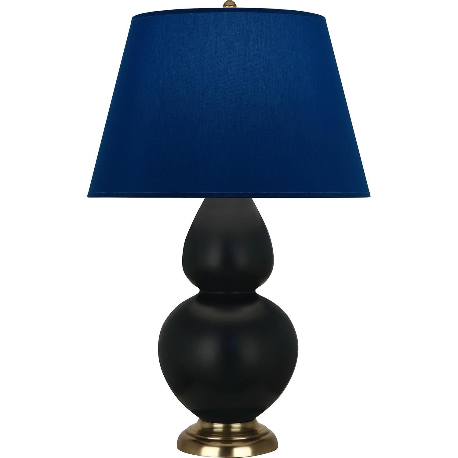 Shown in Matte Obsidian finish and Navy and Gray shade and Antique Natural Brass accent