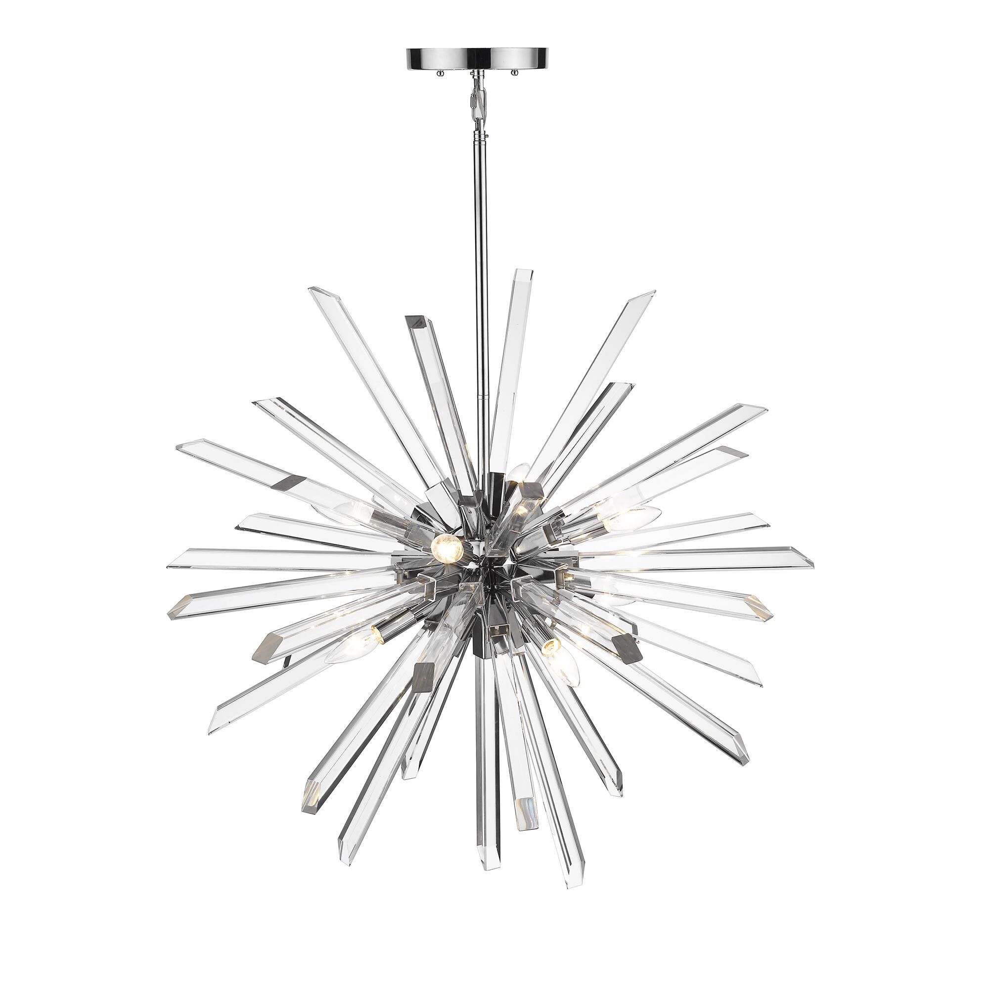 Shown in Chrome finish and Crystal glass and Crystal shade