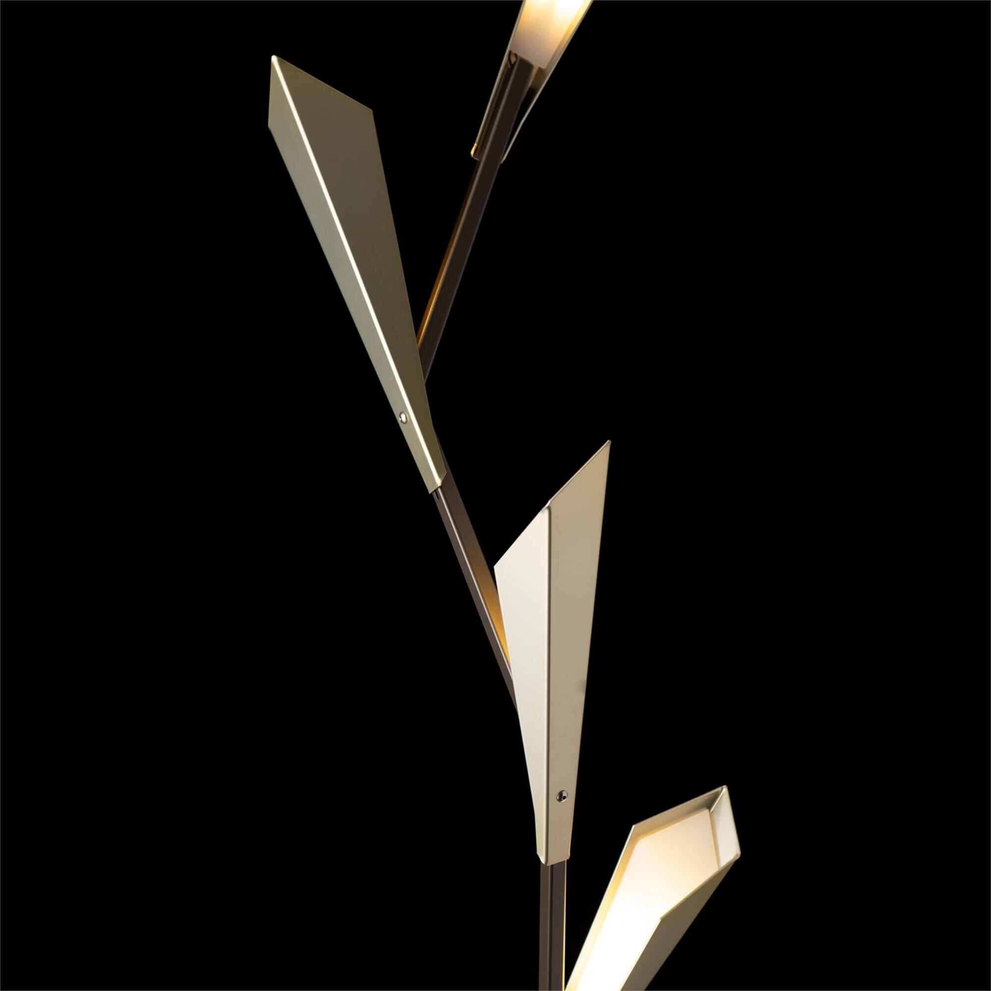 Shown in Dark Smoke finish and Modern Brass shade and White accent