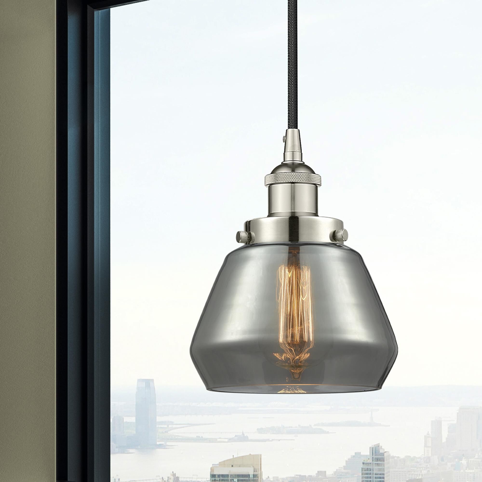 Shown in Polished Nickel finish and Plated Smoke glass